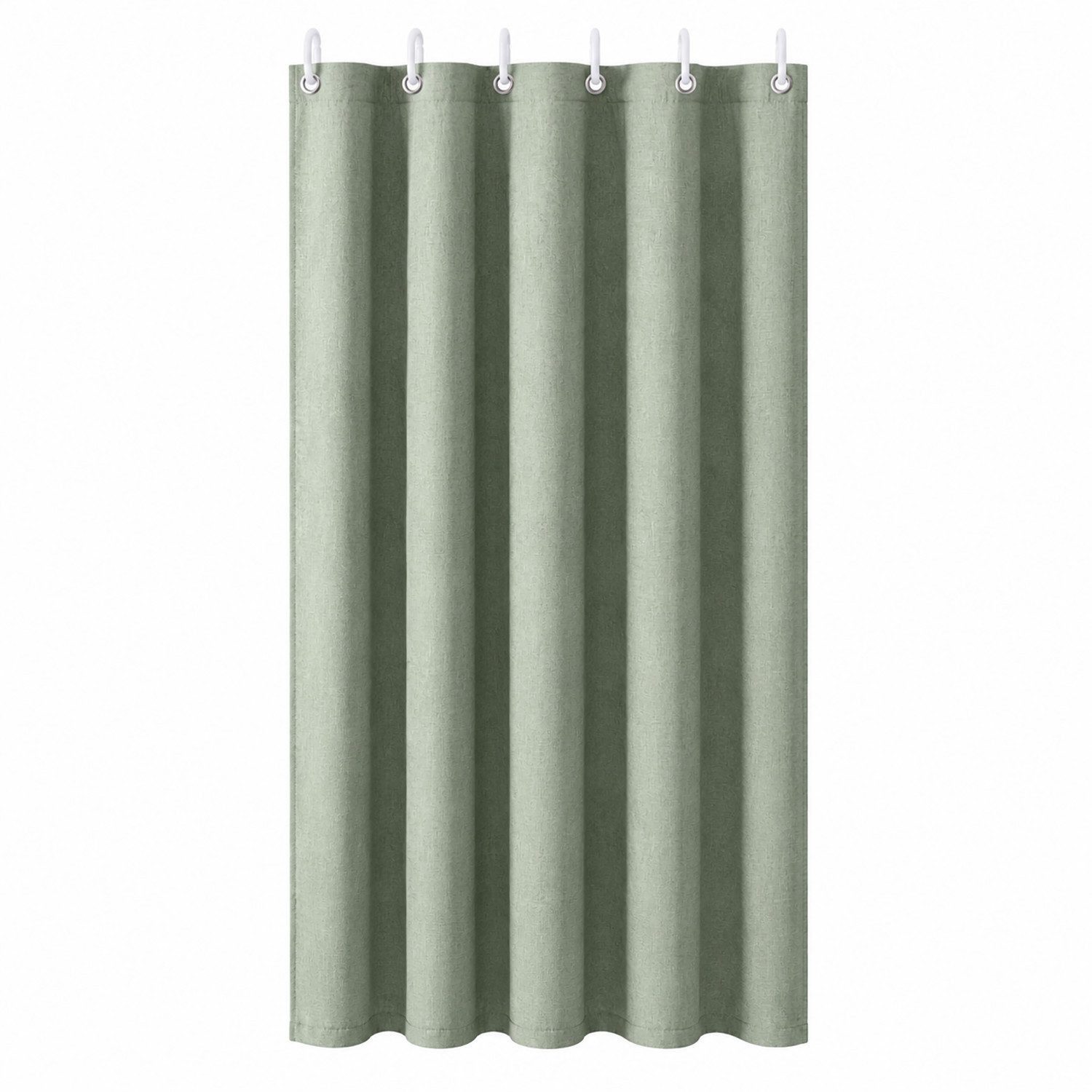 Sekey Duschvorhang Leinenoptik Textil Duschvorhang Waschbar Badewannenvorh inkl. Haken Breite 90 cm (Packung, inkl. 8 Ringe), wasserabweisend, Wannenvorhang, Beschwerter Saum, 90x180cm Grün von Sekey