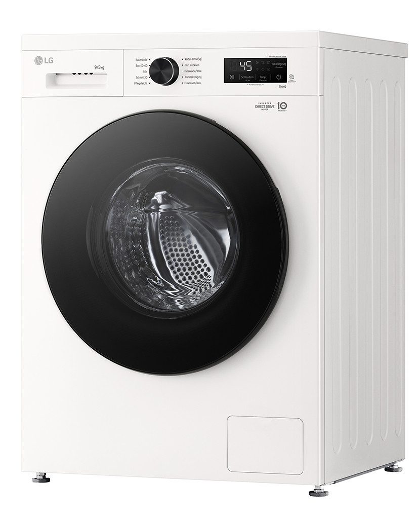 Valentinstagsgeschenk LG Waschtrockner Serie 5 W4WB3095Y, 9 kg, 9 kg, 1310 U/min, Reversive Trommel: Wäsche verklumpt nicht und wird aufgelockert, wei