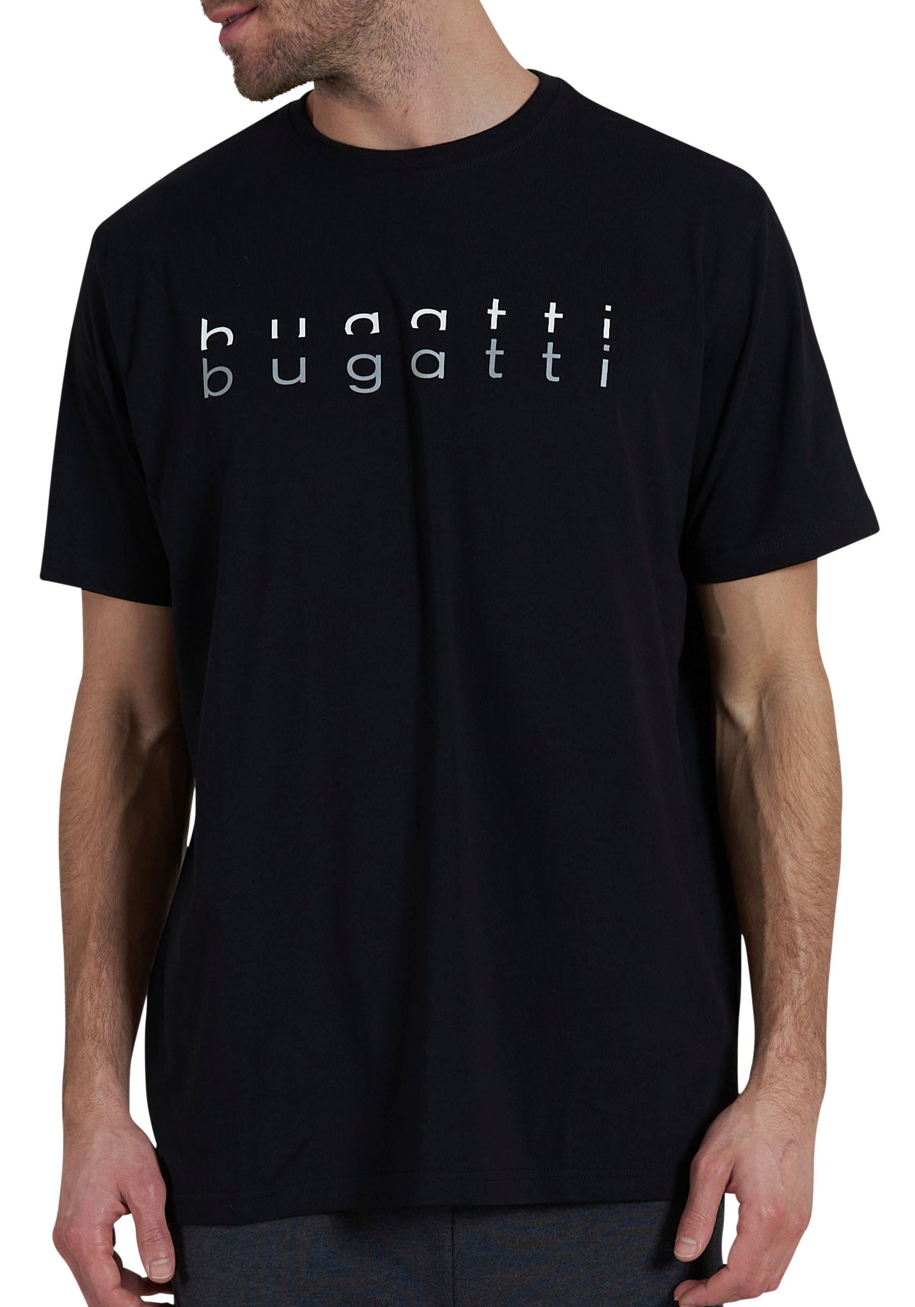 bugatti T-Shirt Palermo Kurzarm, Rundhalsausschnitt, bugatti-Schriftzug günstig online kaufen