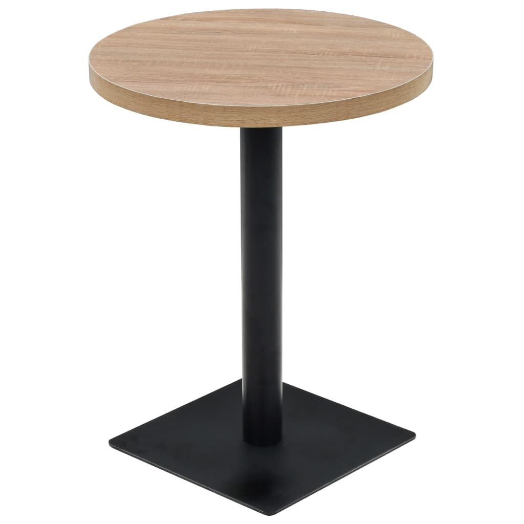 vidaXL Esstisch Bistrotisch MDF und Stahl Rund 60 x 75 cm Eichenoptik (1-St), Bistrotisch MDF Stahl Rund 60x75cm Eichenoptik Stehtisch Bartisch