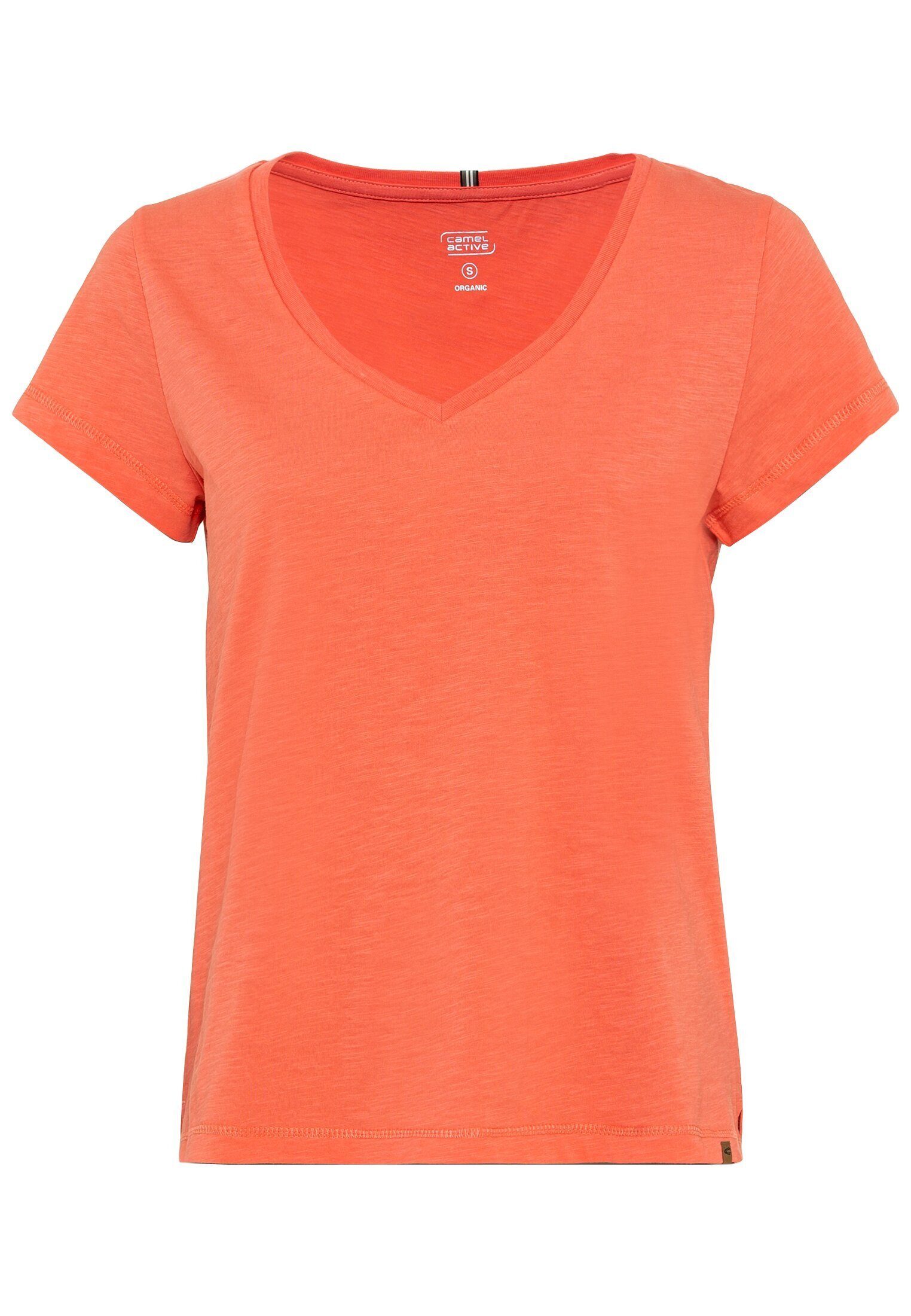 camel active T-Shirt Organic Cotton Kurzarm V-Ausschnitt