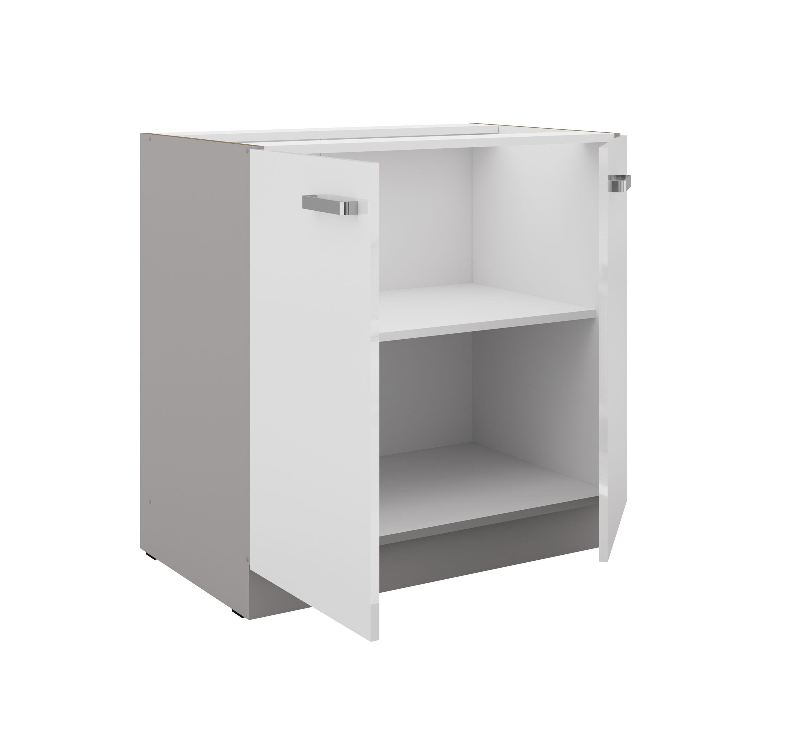 Küchen-Preisbombe Unterschrank 80 cm Küche Bianca Weiß Hochglanz + Grau Küc günstig online kaufen