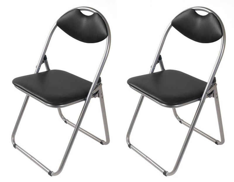 BURI Klappstuhl 2x Metall Klappstühle schwarz Gästestühle Stuhl Gäste Besucherstuhl