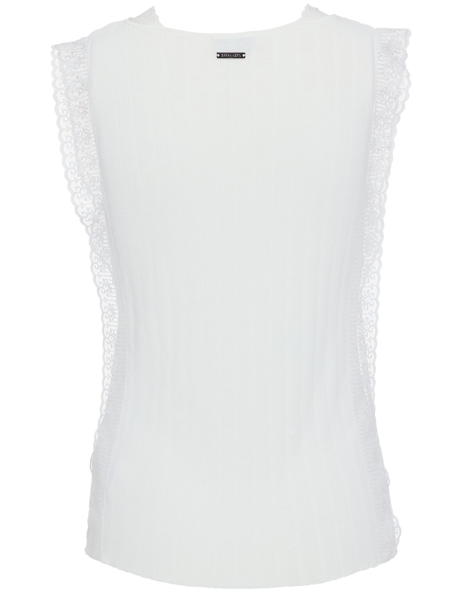 Sarah Kern Spitzentop Stricktop Figurbetont mit Spitzenbesatz günstig online kaufen