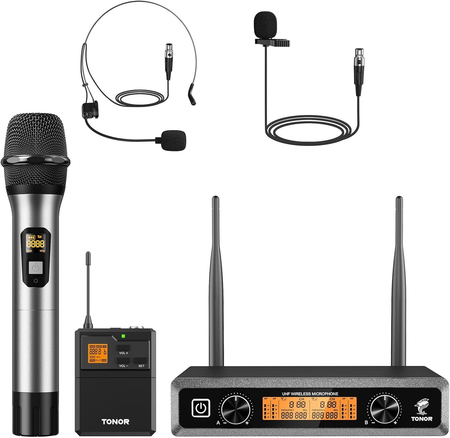 Mikrofon TW821 Lavalier Mikrofon Set Wireless 4 Kanäle Bodypack für Karaoke