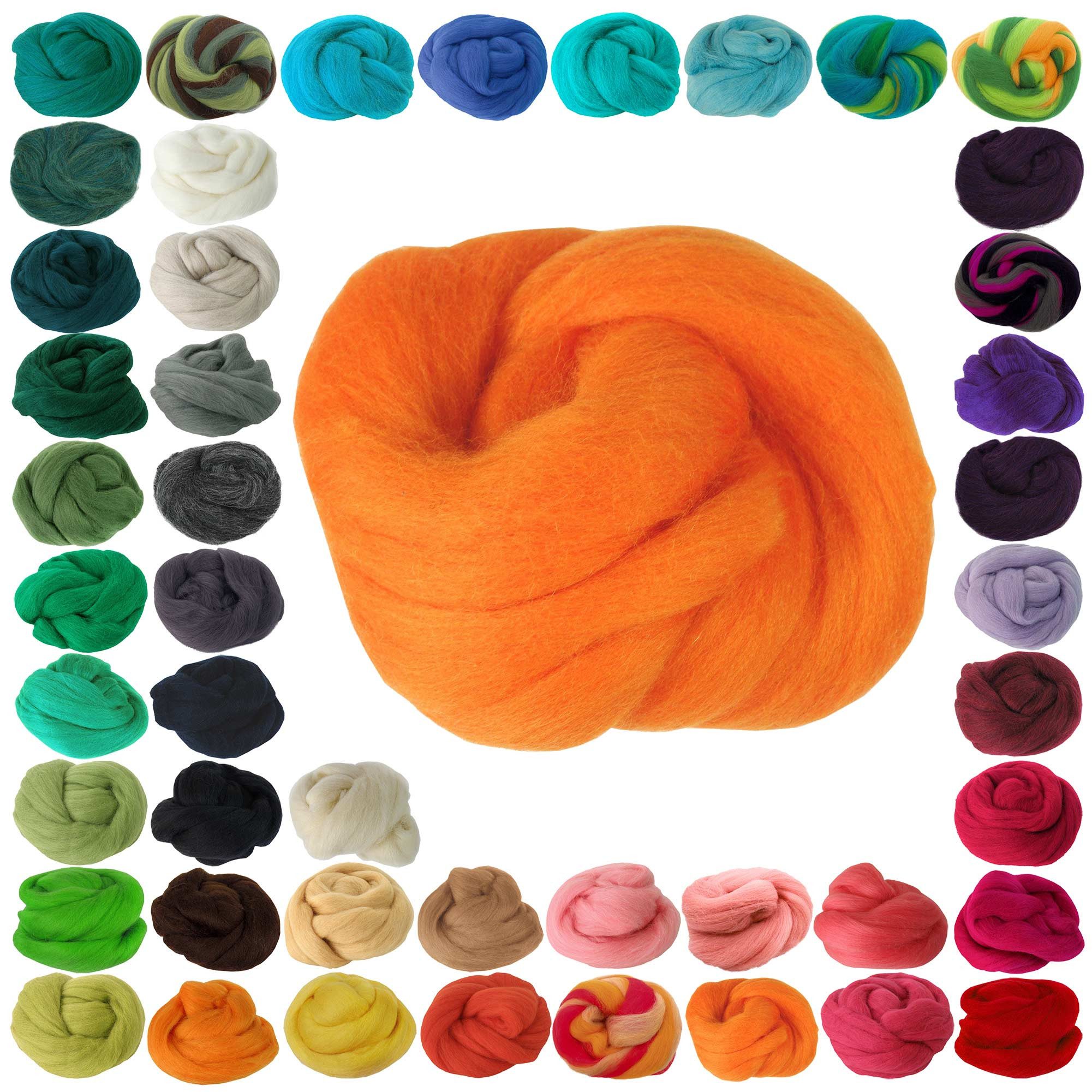 maDDma 25g Filzwolle / Märchenwolle, Nass- u. Trockenfilzen, Farbwahl Bastelgarn, orange