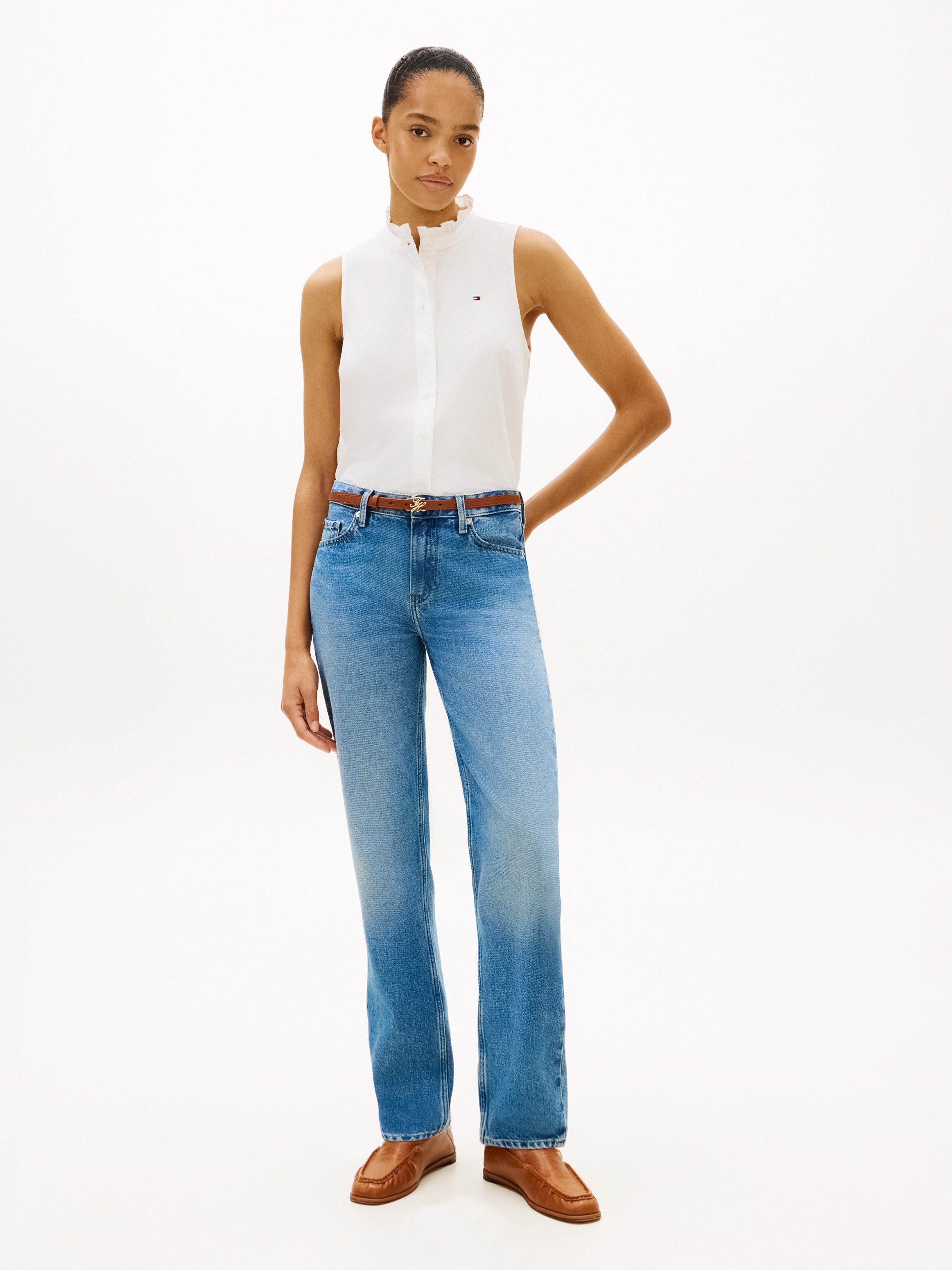 Tommy Hilfiger Straight-Jeans mit dezenter Logostickerei