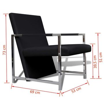 furnicato Sessel mit verchromten Füßen Schwarz Kunstleder