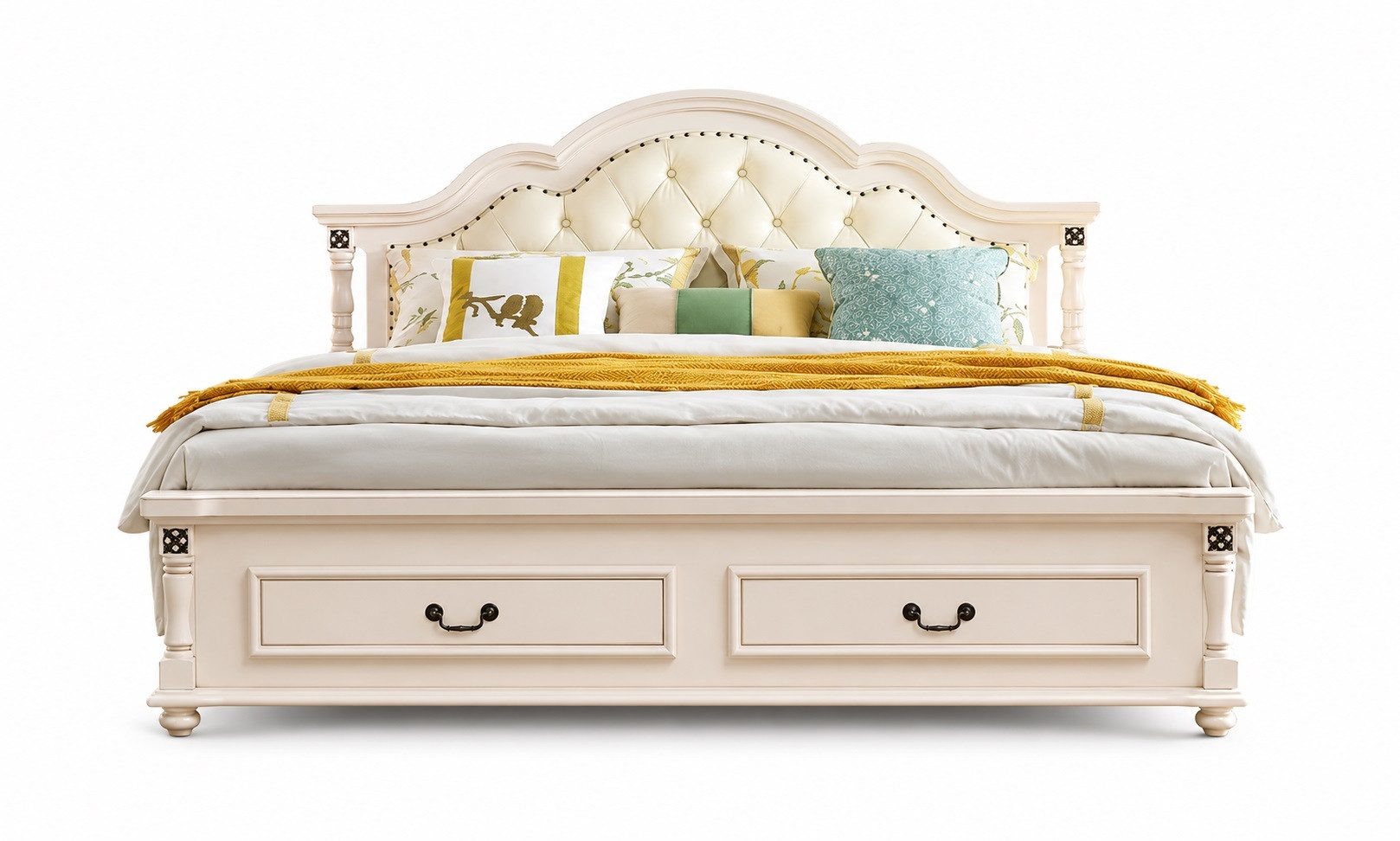 Xlmoebel Bett Hotel-Doppelbett aus Holz in elegantem, neutralem Beige Sofort, Hergestellt in Europa