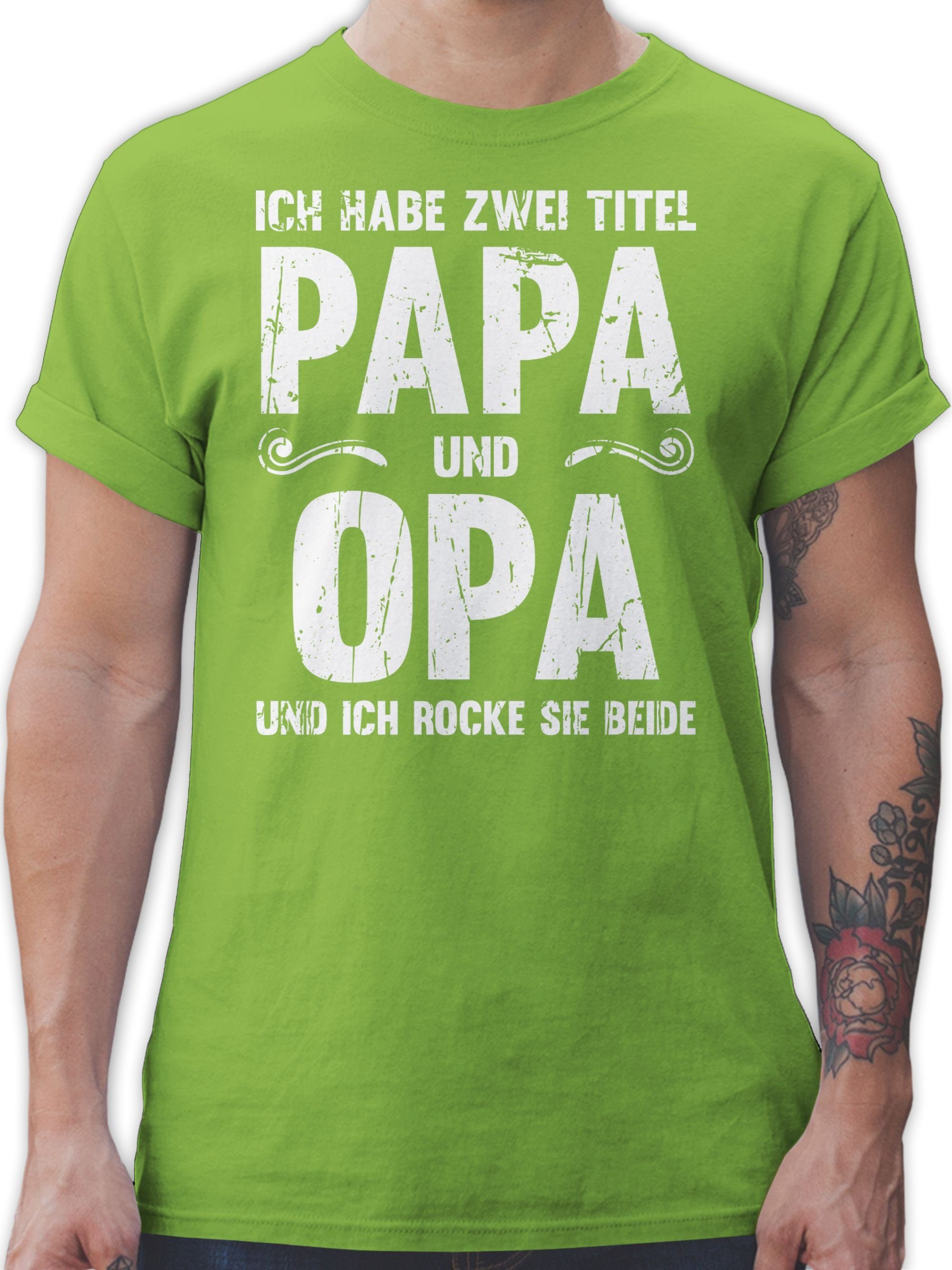 Shirtracer T-Shirt Ich habe zwei Titel Papa und Opa Geschenk I Bester Papi und Opi Vatertag Geschenk für Papa 02 Hellgrün