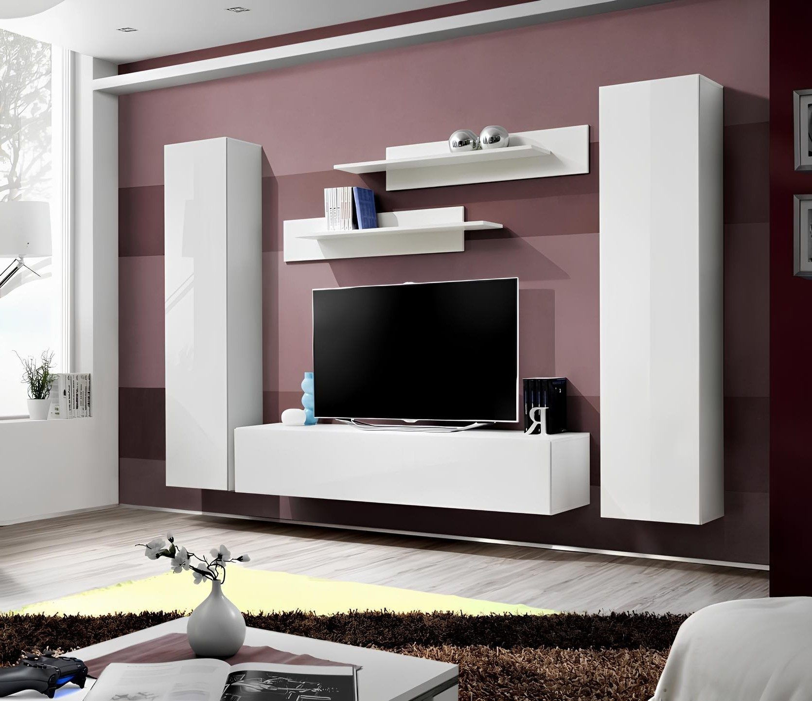 Xlmoebel Wohnwand Komplettes 5-teiliges Wohnzimmer Set mit Regalen und TV-Ständer, (5-St), Made in Europa