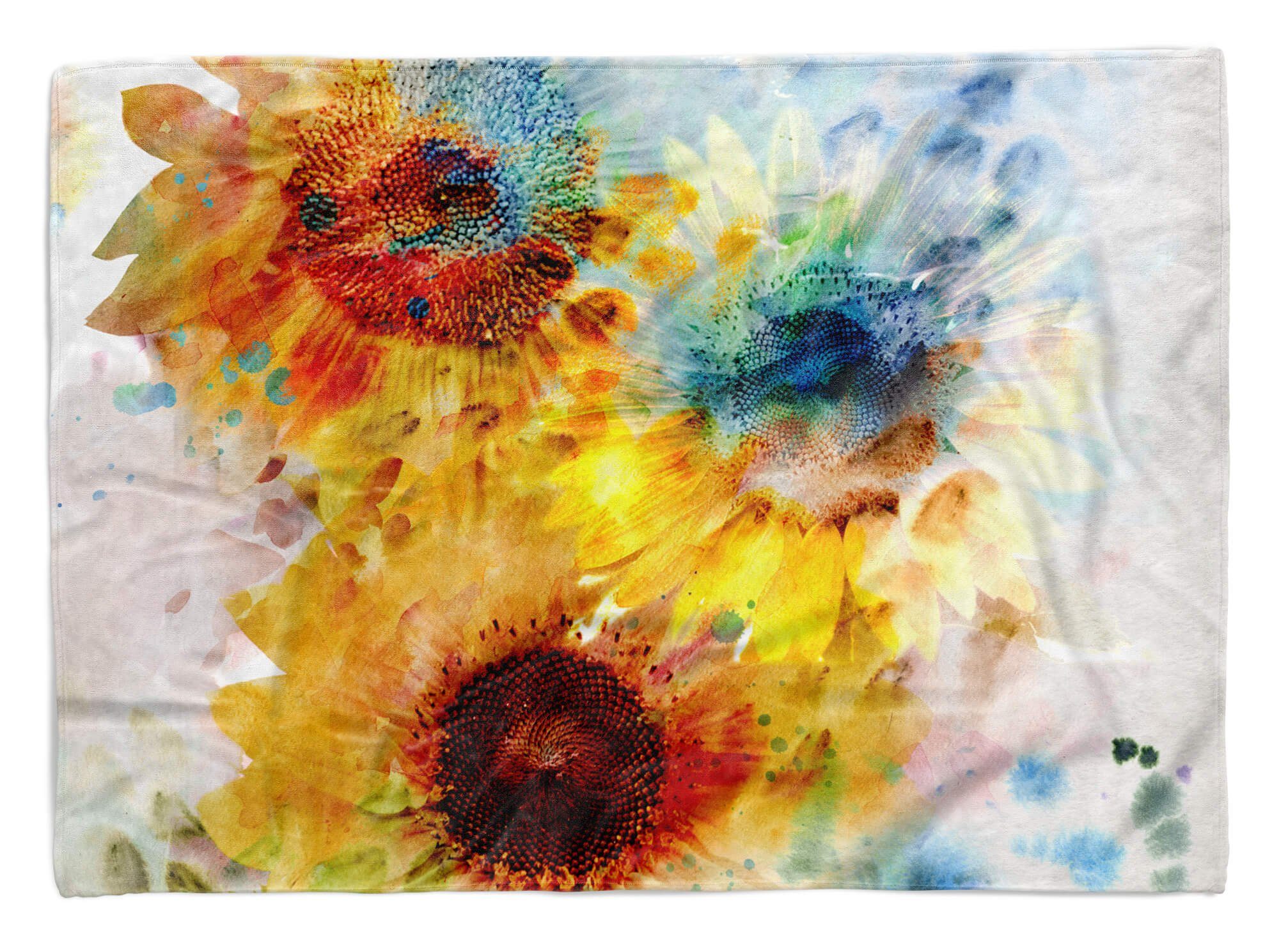 Sinus Art Handtücher Handtuch Strandhandtuch Saunatuch Kuscheldecke mit Fotomotiv Sommer Sonnenblume, Baumwolle-Polyester-Mix (1-St), Handtuch