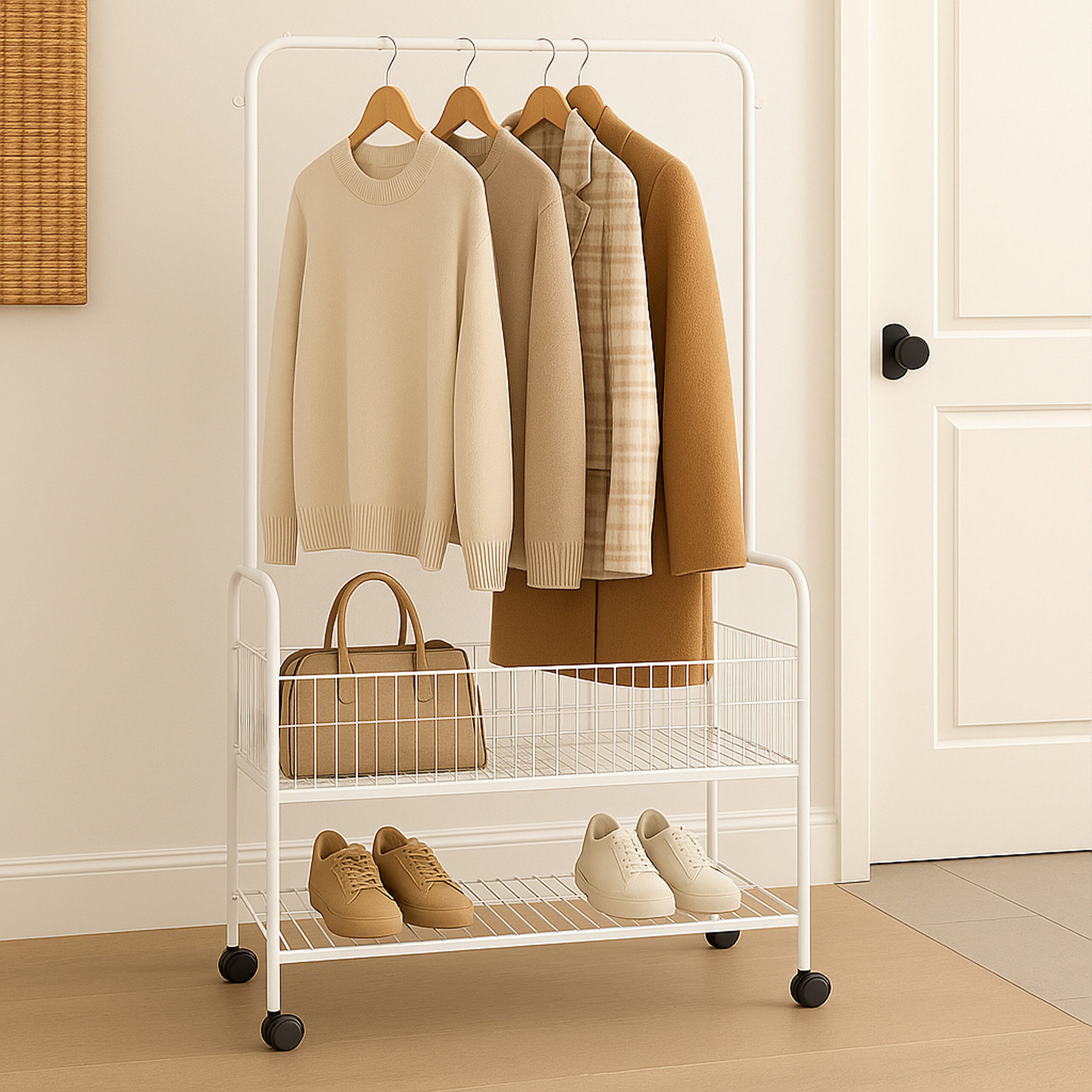 relaxdays Kleiderständer Rollbarer Kleiderständer mit 2 günstig online kaufen