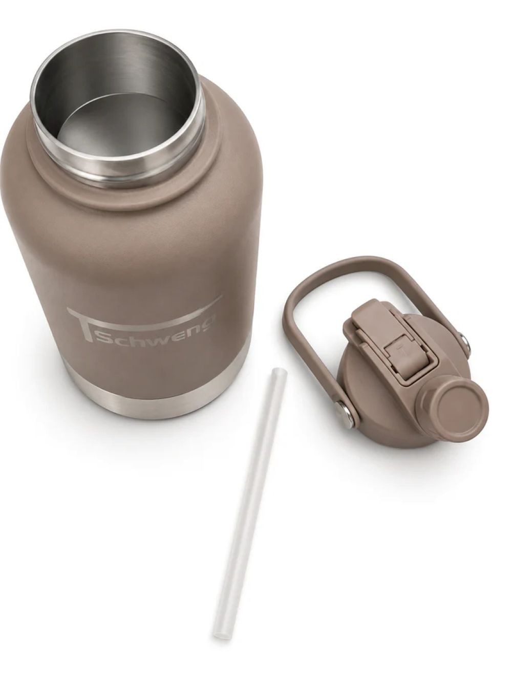 Schweng Isolierflasche 3-in-1 Isolier-Trinkflasche für Mensch & Hund – ca. 950 ml - Braun