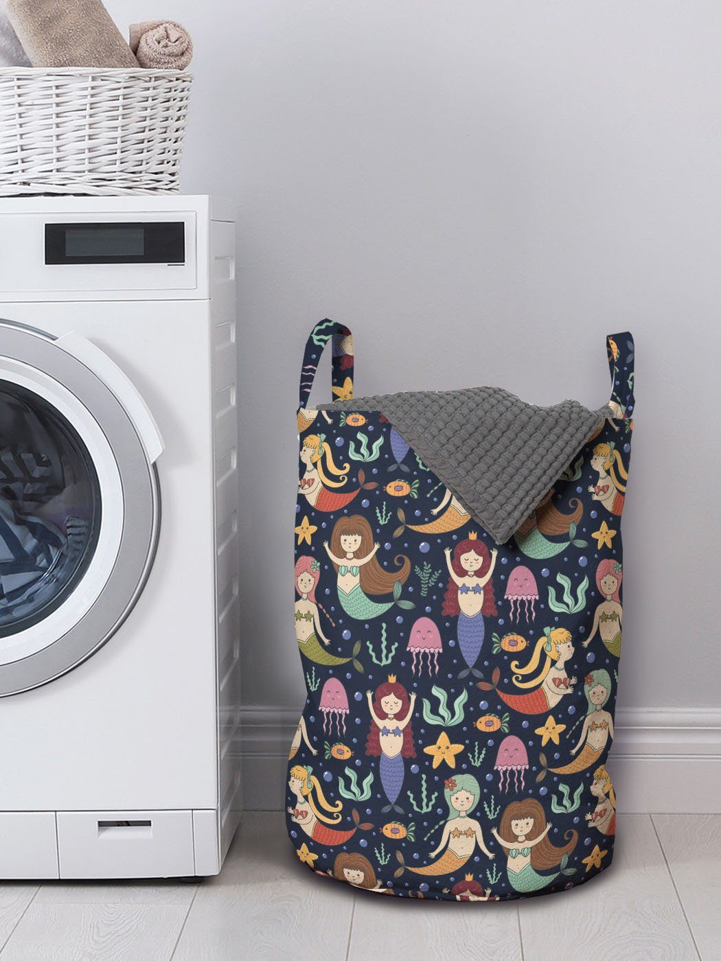 Griffen Meerjungfrau Tails bunten Kordelzugverschluss Wäschesäckchen Abakuhaus Wäschekorb Mädchen für Waschsalons, mit mit