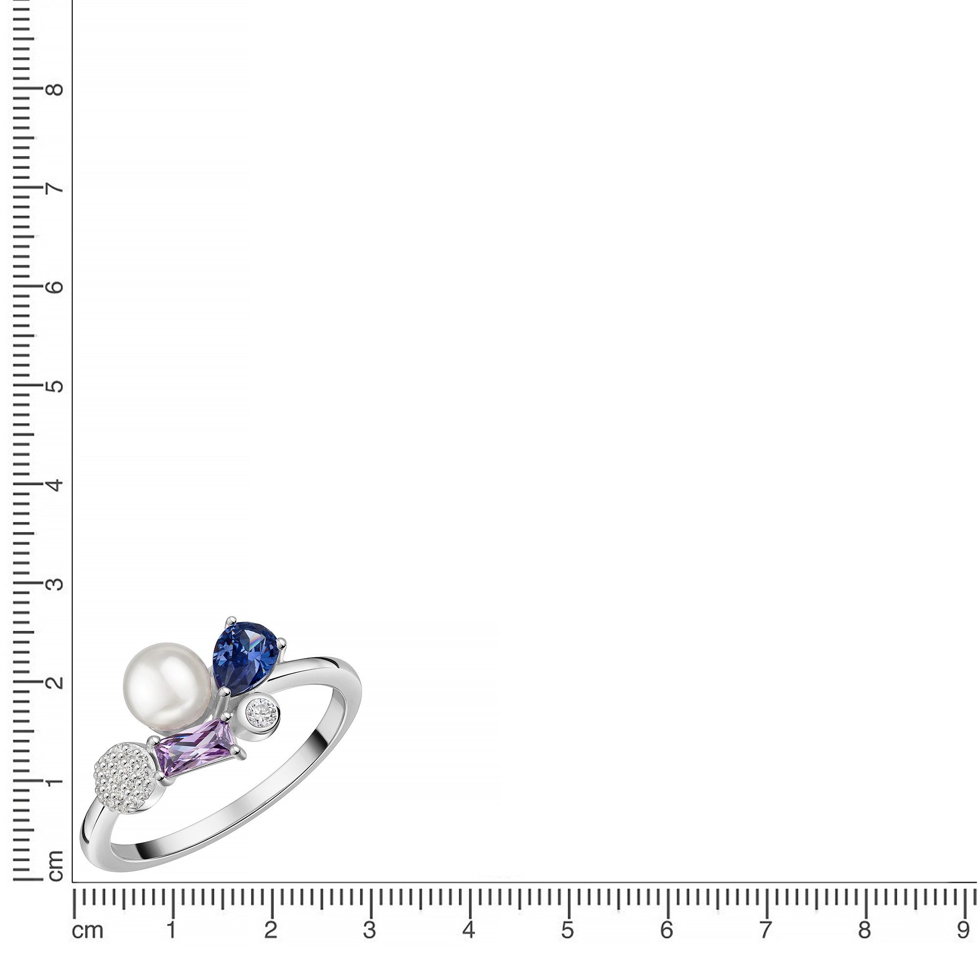 Firetti Fingerring Schmuck Geschenk Silber 925 Damenring Ring Baguette Kreis Tropfen, mit Zirkonia (synth) - mit Süßwasserzuchtperle