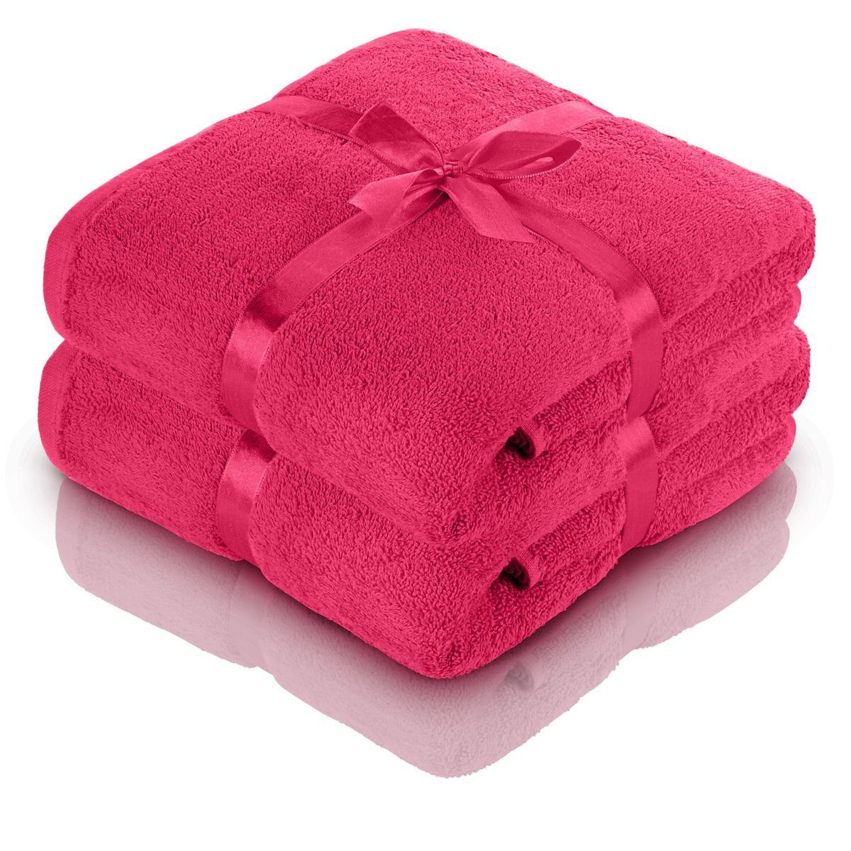 BALOU Handtuch Set 2er-Set BALOU Saunatuch in Premium Qualität, 200 x 80 cm, (2-tlg) Pink | Handtuch-Sets