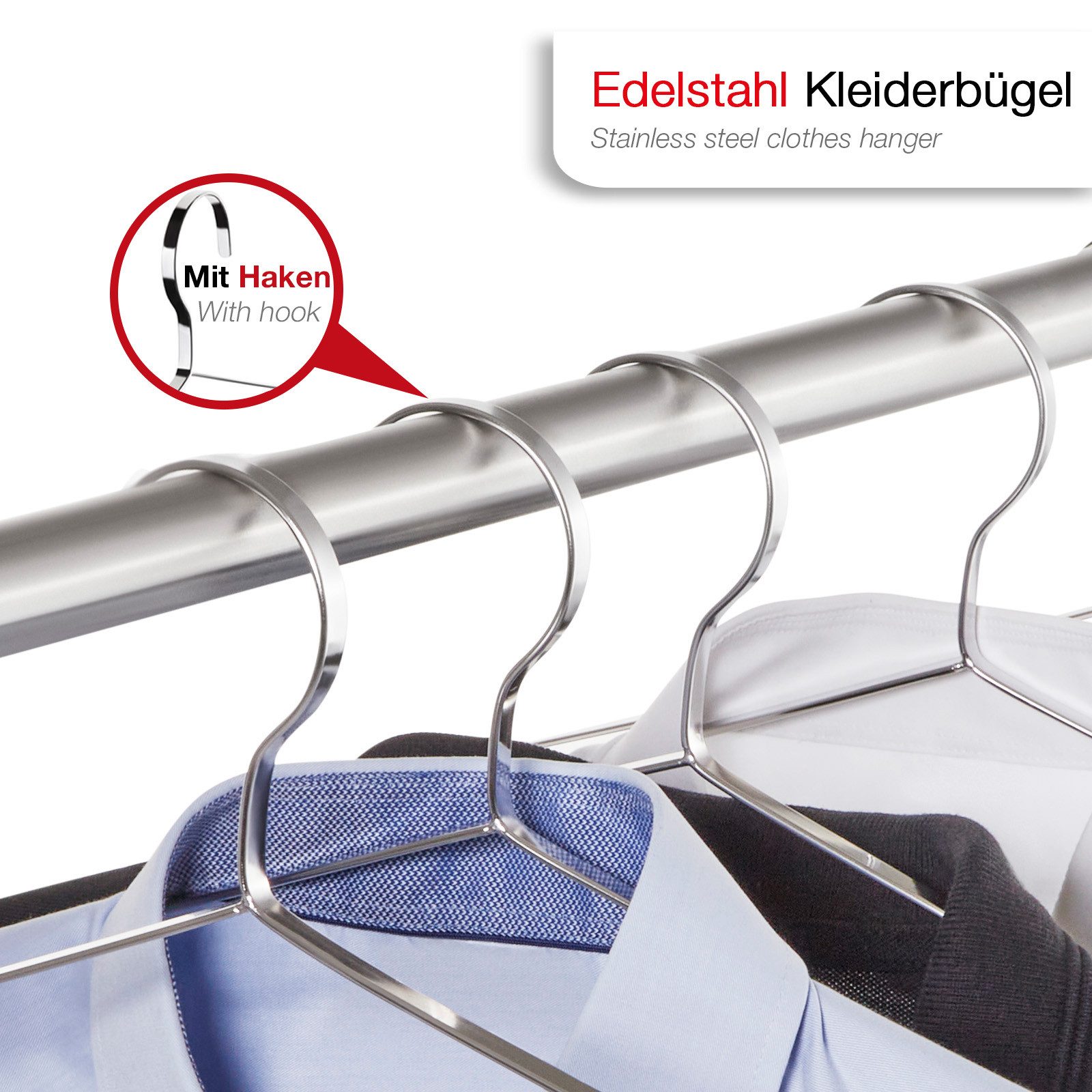 SO-TECH® Kleiderbügel Garderobenbügel Design Edelstahl 450 x 193 mm mit Hak günstig online kaufen