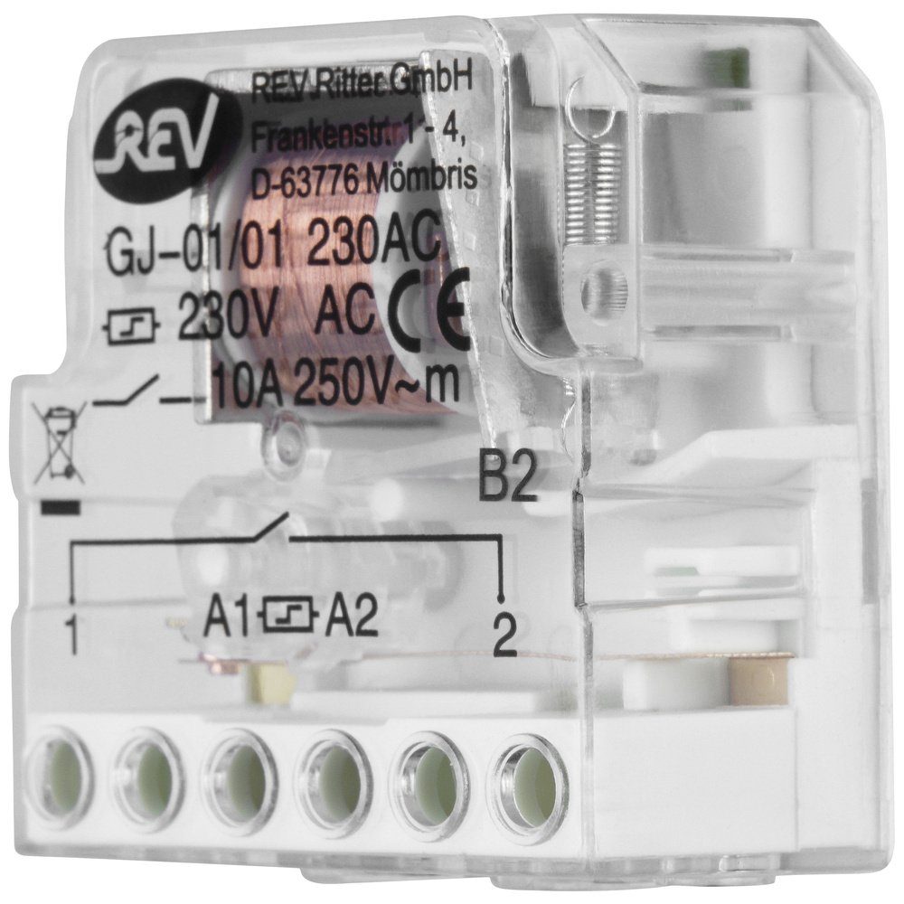 REV Stromstoßschalter Stromstoß-Schalter Unterputz REV Stromstoßschalter Einbau 10A 230 V 1, (Stromstoßschalter Einbau 10A)