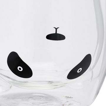 relaxdays Teeglas Doppelwandige Gläser "Panda" 3er Set, Glas