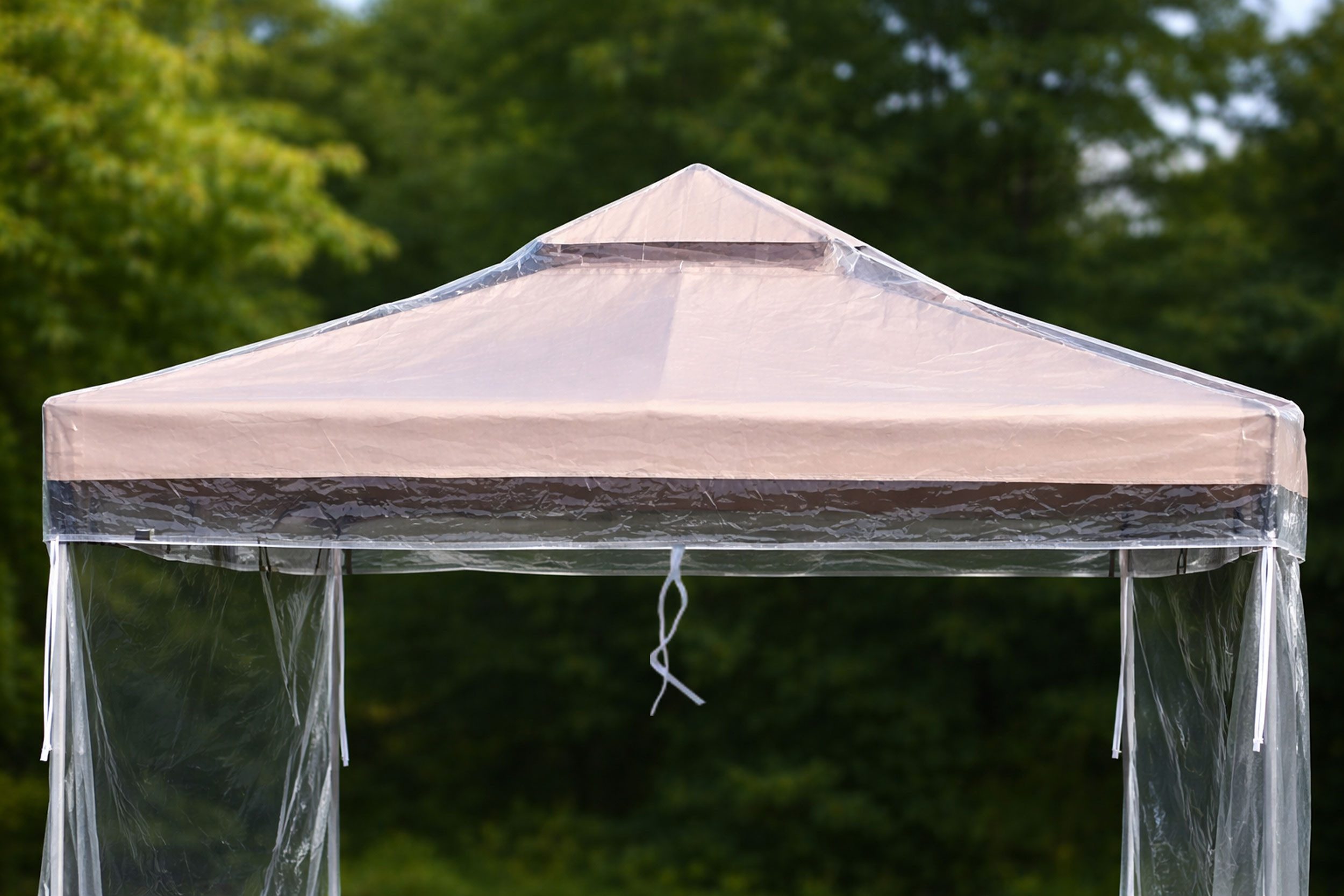 Quick Star Pavillon-Schutzhülle Pavillon Schutzhaube 3x3m Transparent Doppeldach (1-St), Umlaufender Gummizug und Befestigungsbänder in den Ecken – Bild 4 von 5