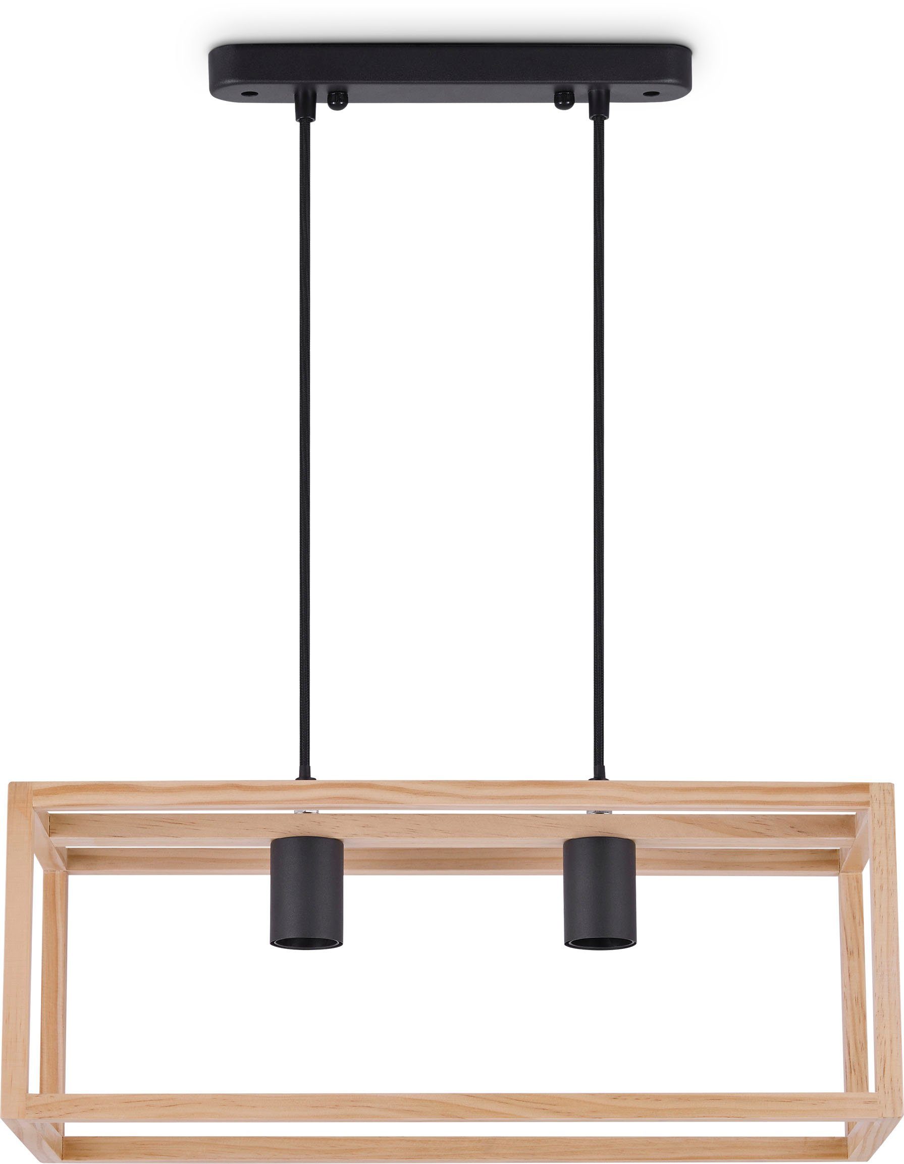 LED ohne Leuchtmittel, Paco Esszimmer Wohnzimmer E27 Home Modern Zweiflammig Pendelleuchte Holz BJÖRN, Pendellampe