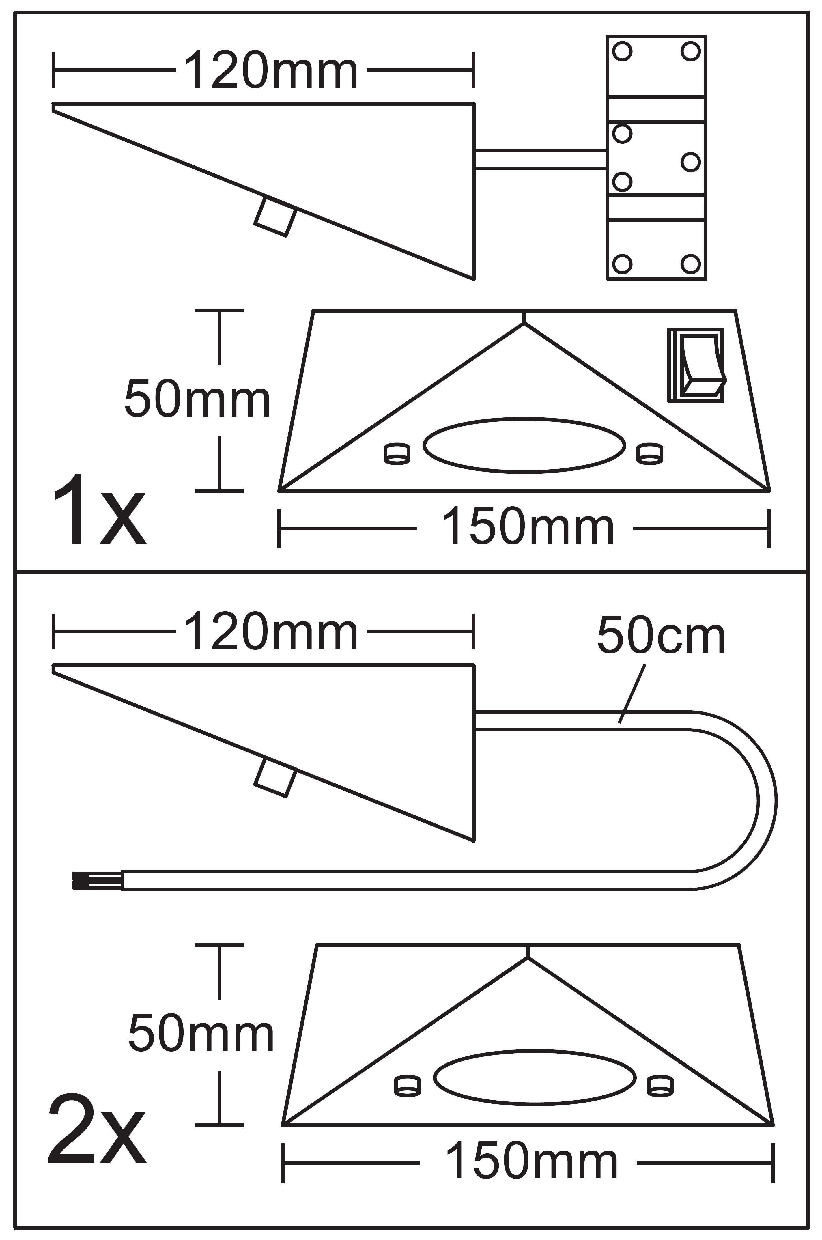 TRANGO LED Unterbauleuchte, 3er Set 6739-32 LED-Küchenunterbauleuchte *COOK* LED Einbauleuchte - Einbaustrahler aus Edelstahl inkl. 3x 4,8 Watt LED Modul 3000K warmweiß - direkt 230 Volt - beliebig erweiterbar, Schalter - Dreieckleuchte – Schrankleuchte