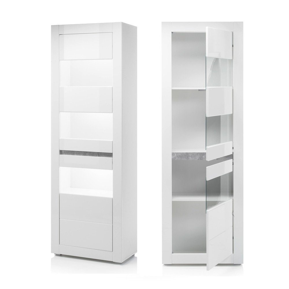 Griffmulden TV-Lösung 5-tlg), 231x198x42cm Wohnzimmer-Set Betonoptik Beleuchtung (Mega-Spar-Set, Lomadox weiß COGO-61,