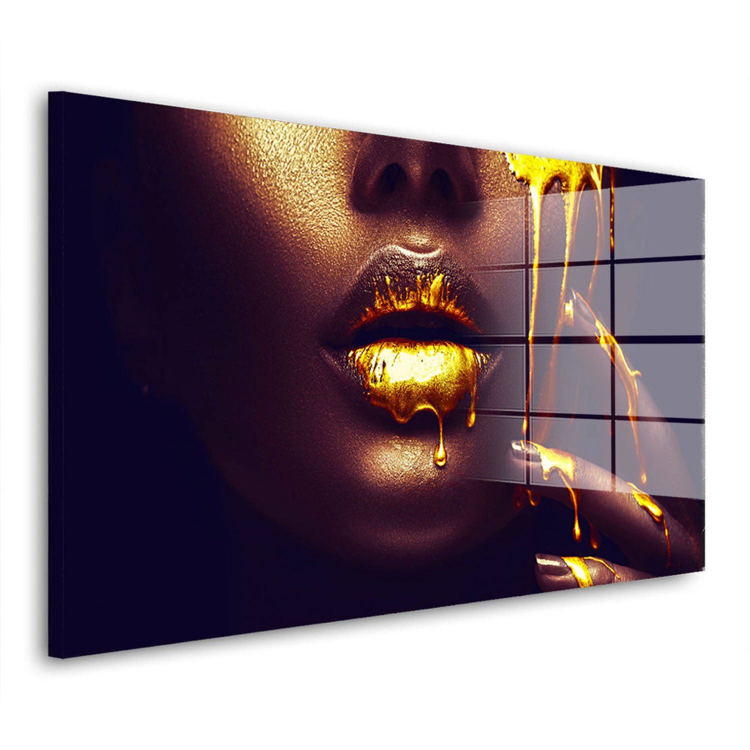 Artedinoi Acrylglasbild Frau Gesicht Gold Style Acrylglas Wandbild Bild Wan günstig online kaufen