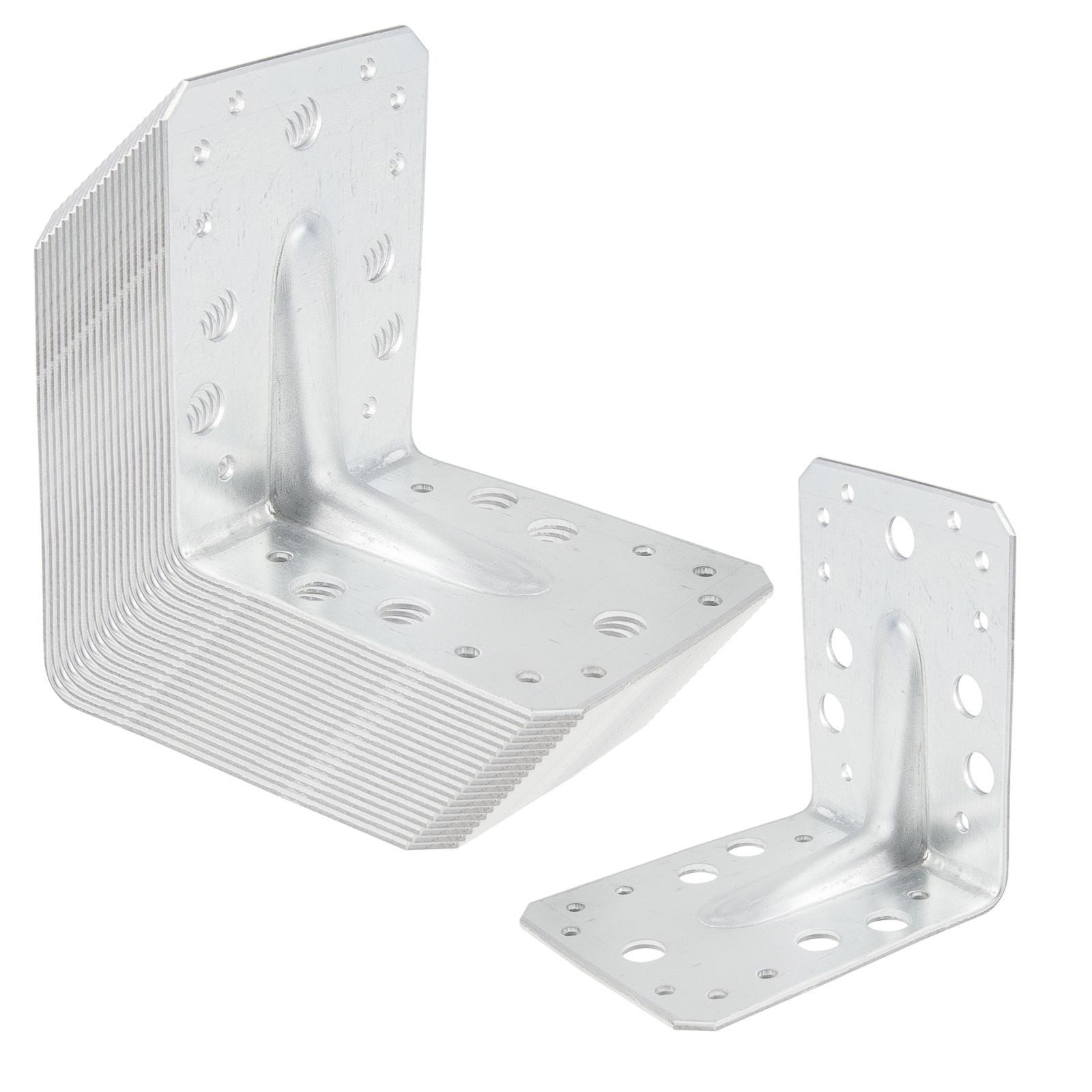 SO-TECH® Winkelprofil Bauwinkel Winkelverbinder mit Sicke (Verstärkung) 90° (20-St), 100x100x80mm 90° Materialstärke 2,5mm, feuerverzinkter Stahl