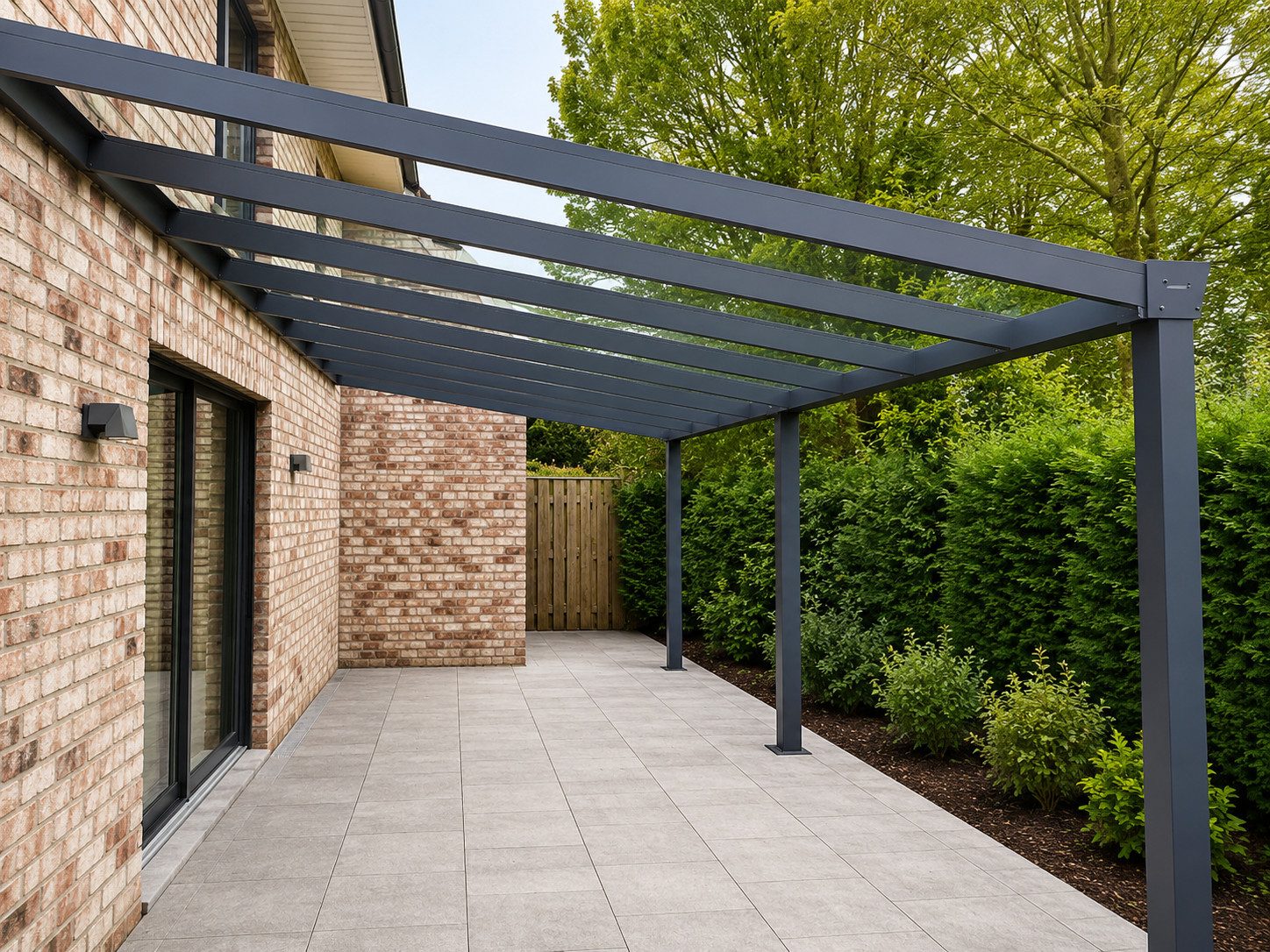 Terrasse2000 Terrassendach Terrassenüberdachung Aluminium Stegplatte Barcelona Anthrazit, BxT: 300x500 cm, Bedachung Doppelstegplatten