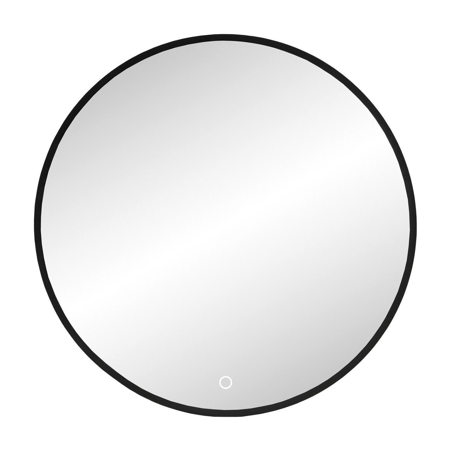 Vito Badspiegel CARIBU, Ø 80 cm, Schwarz, Glas, Metallrahmen, mit LED-Beleuchtung