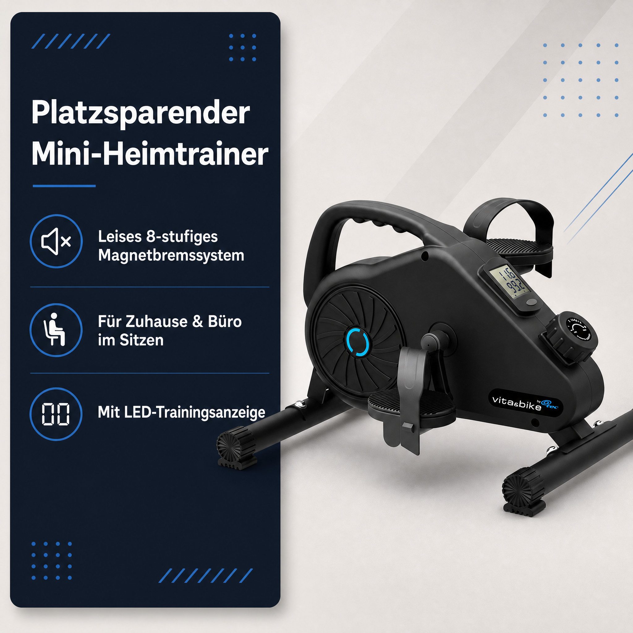 @tec Heimtrainer Vita & Bike Mini Heimtrainer, Fitness Trainer mit 8-stufigen Magnetwiderstand für Armen und Beinen