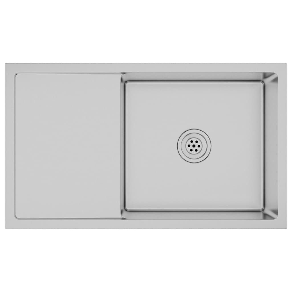 vidaXL Küchenspüle Spüle Spülbecken Einbauspüle Küchenspüle Edelstahl Spüle schräge Abtro, 75/44 cm