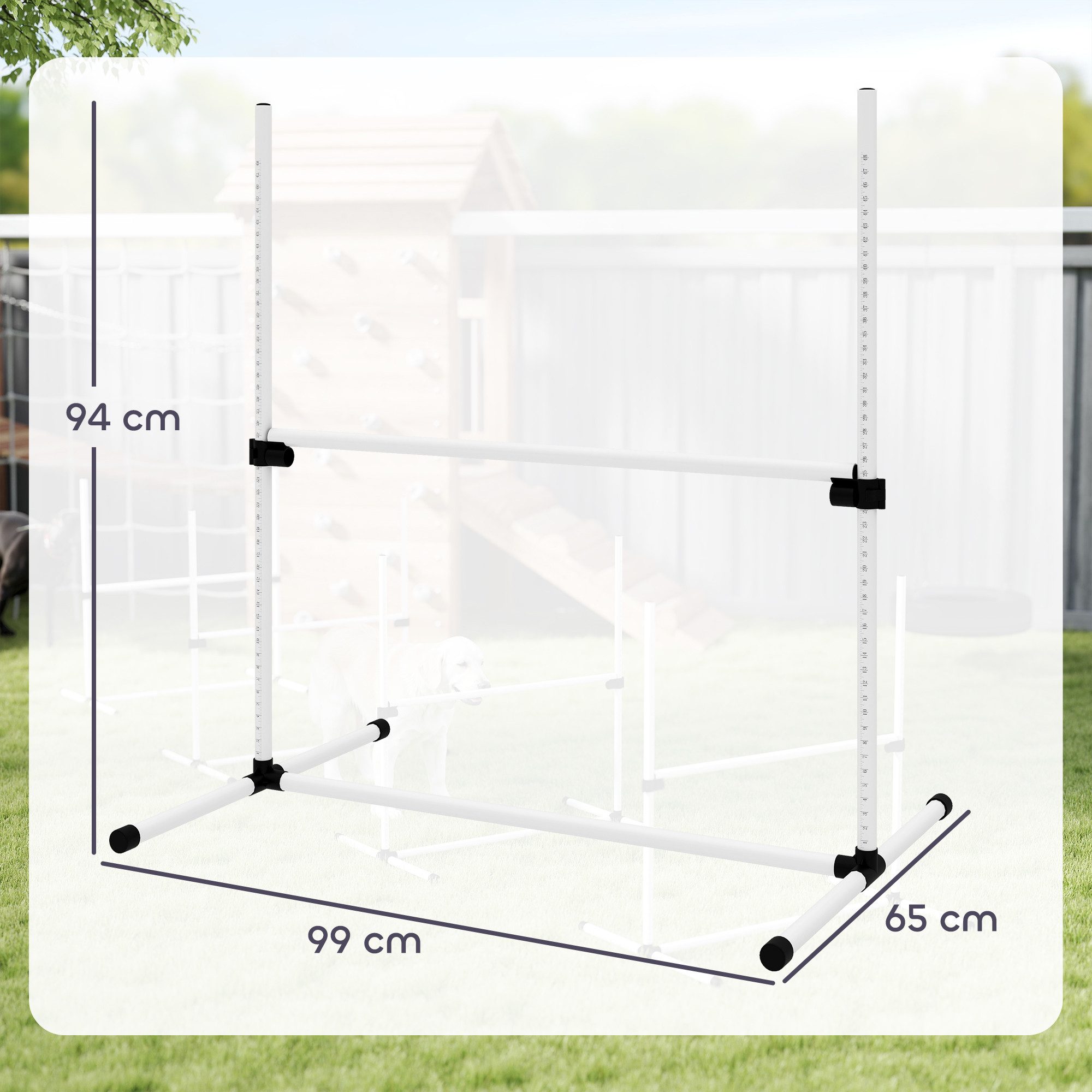 PawHut Agility-Hürde Slalom Stangen, Hunde Training Set, Kunststoff, Hunde Hürden-Set (4-tlg) für Hunde, Weiß