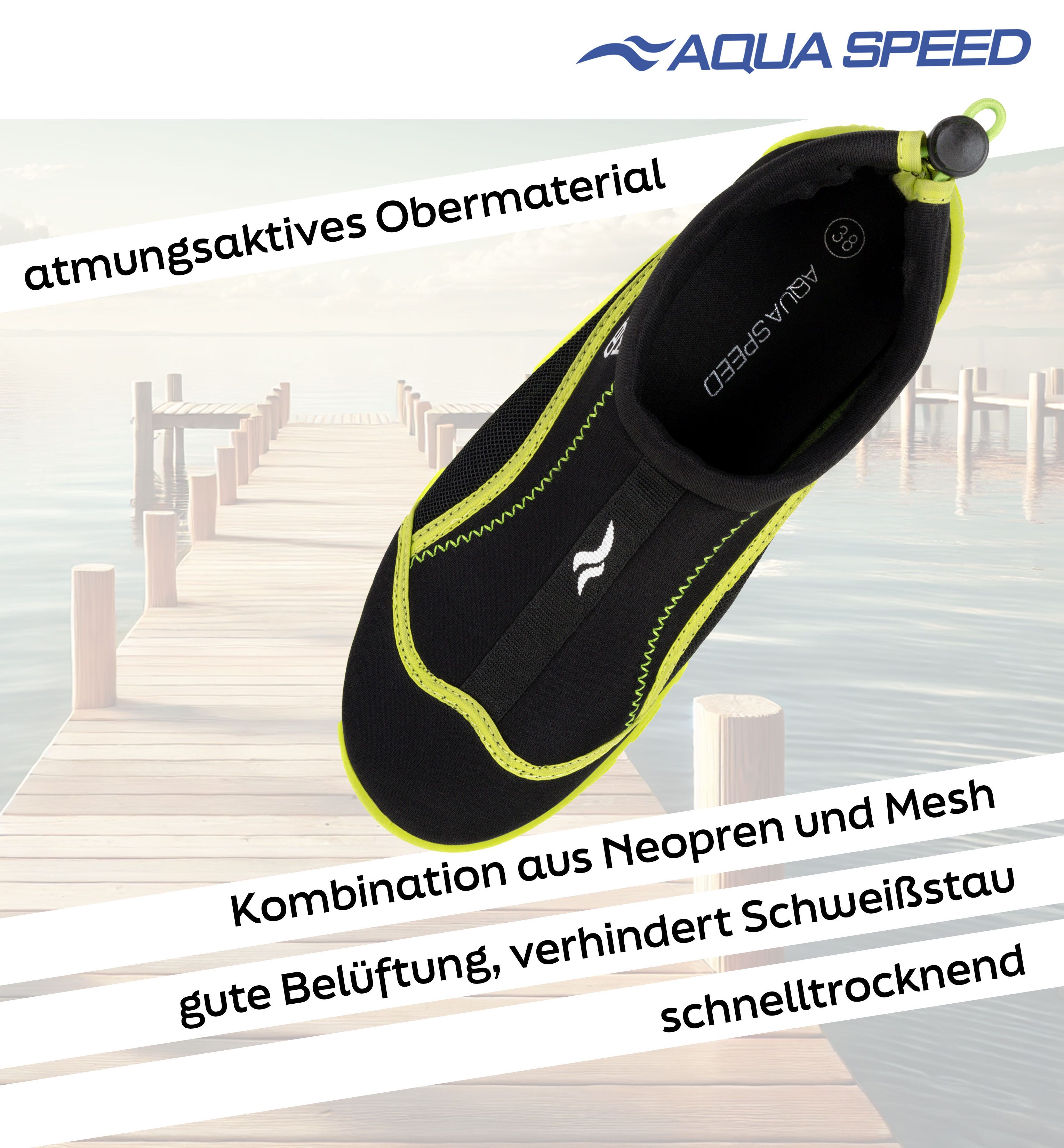 Aqua Speed Kinder Badeschuhe Gr. 37 – Komfortabel & atmungsaktiv Wasserschuh (Für kleine Abenteurerinnen – Badeschuh-Set mit Handtuch) Schnell trocken & federleicht – Kinder-Set mit viel Komfort