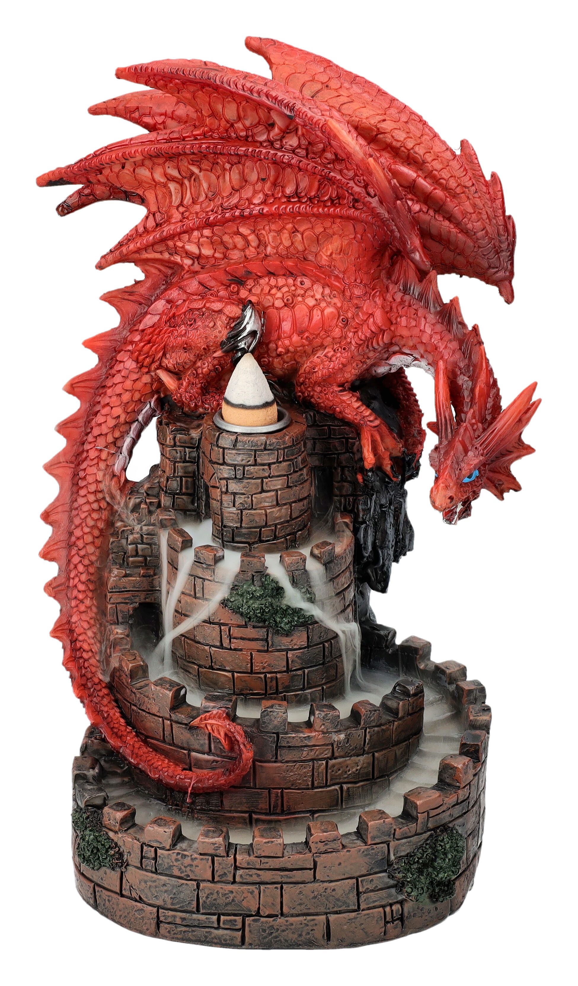 Figuren Shop GmbH Фигурка курильщик Rückfluss-Räucherhalter Drache auf Burg - Crimson Keep - Dekoration