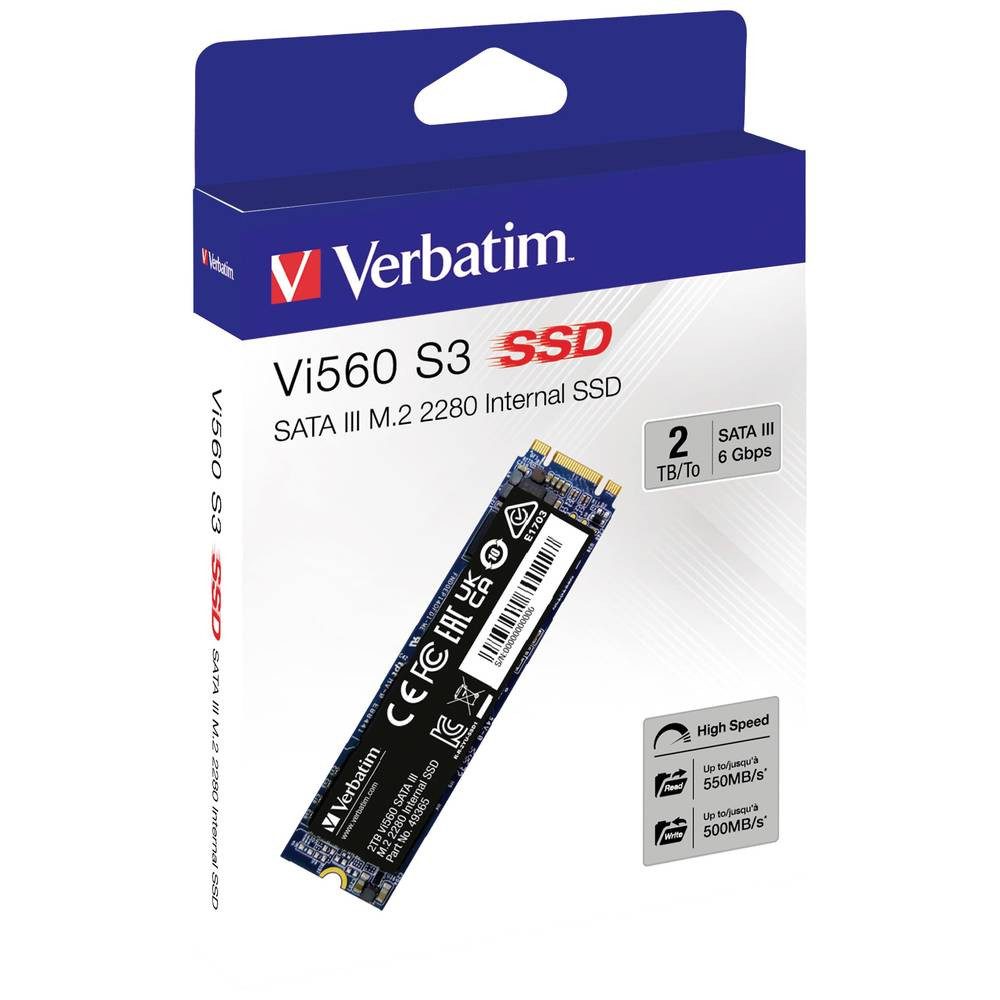 Verbatim Interne M.2 SATA SSD 2280 49365 SSHD-Hybrid-Festplatte, 3D NAND