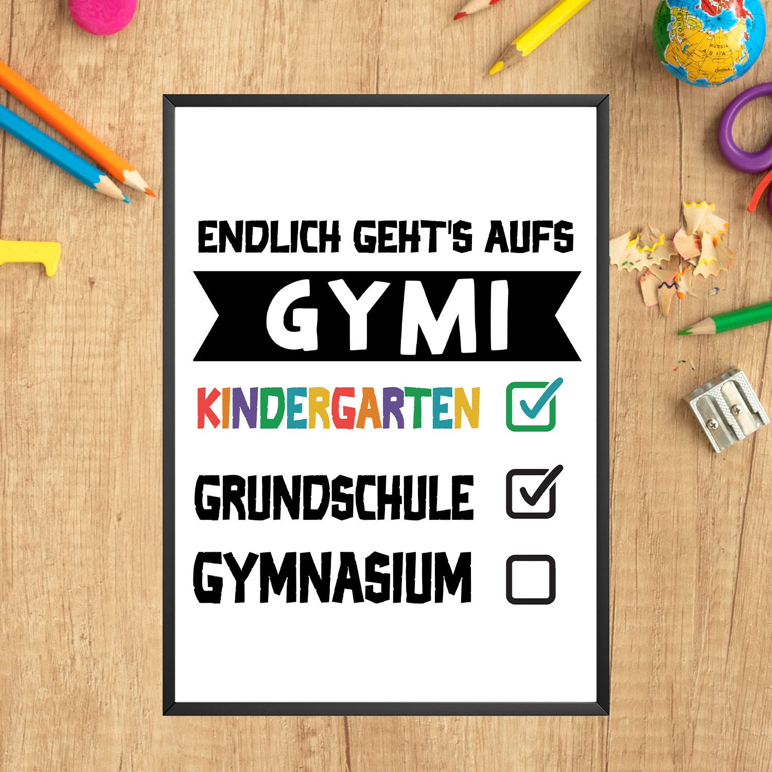 Tigerlino Poster Grundschulabschluss Geschenk Einschulung 5. Klasse Gymnasium