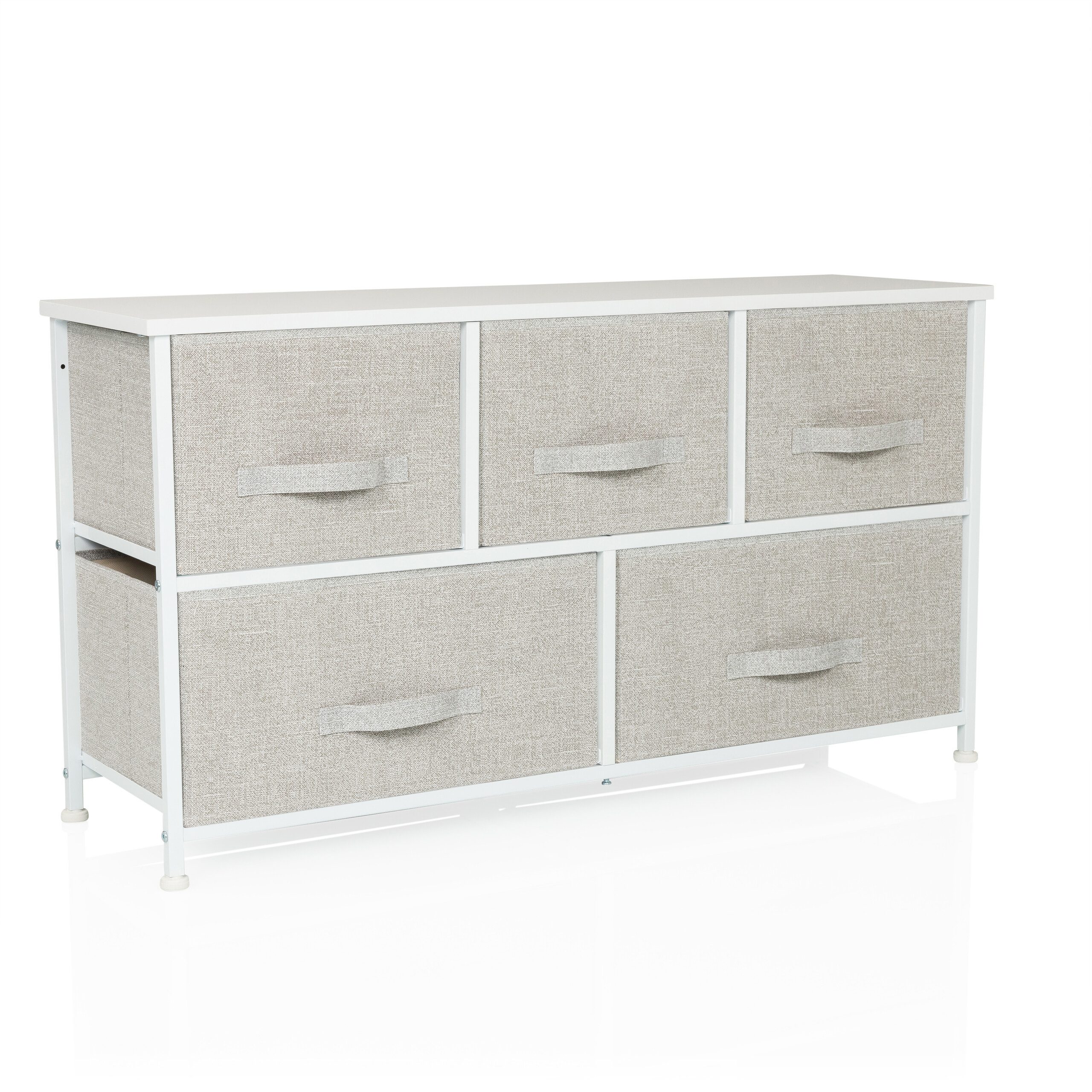 hjh LIVING Kommode FOLDAR Sideboard H/B/T: 55.0 x 100.0 x 30.0 cm, Schubladenkommode mit 5 Stoff-Schubladen, Metall-Gestell, Sideboard