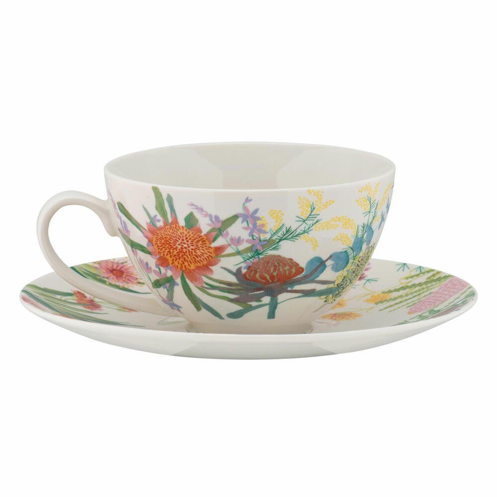 Maxwell & Williams Tasse NATIVE BLOOMS mit Untertasse 400 ml, Porzellan