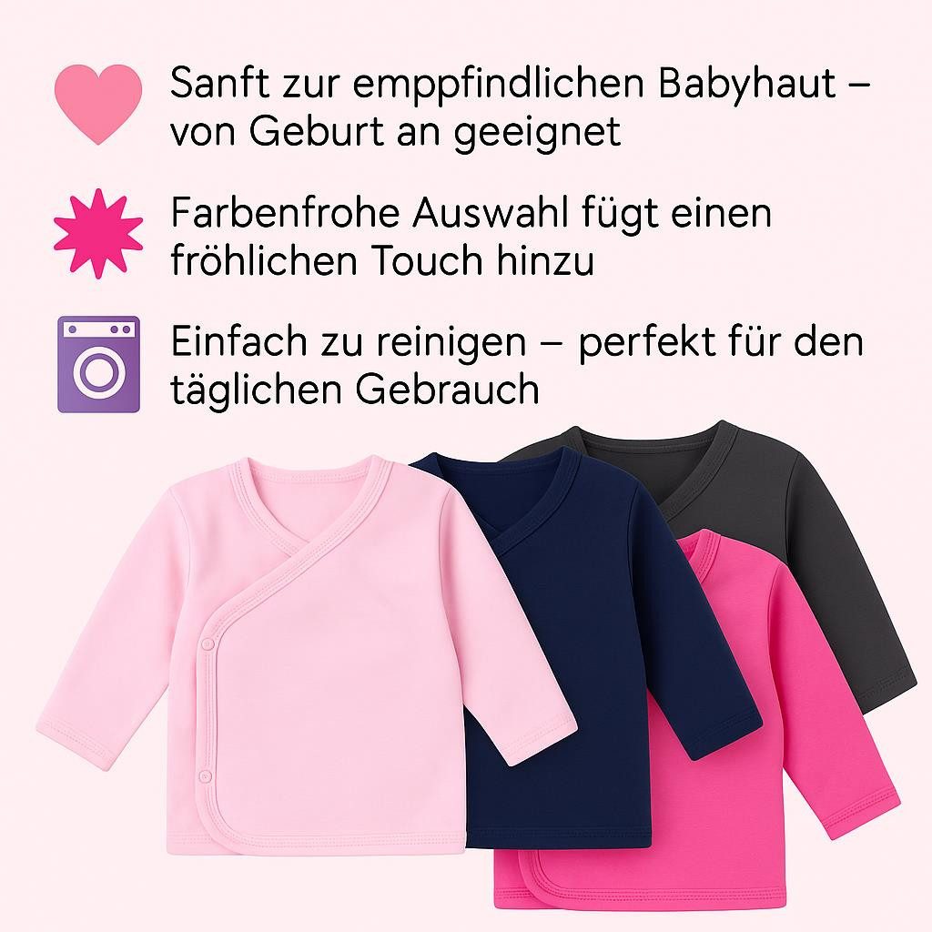 LOREZA Wickelshirt 5er Set Mädchen Baby Wickelshirts langarm 100% Baumwolle (Set, 5-tlg., 5er-Pack)