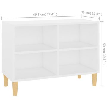 furnicato TV-Schrank mit Massivholz-Beinen Weiß 69,5x30x50 cm