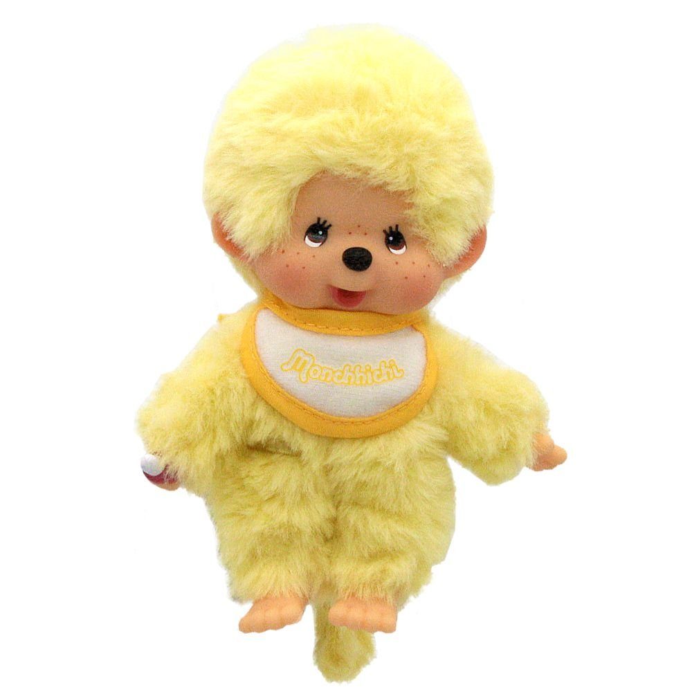 Monchhichi Plüschfigur Junge Gelb 13 cm Monchhichi Color Puppe mit gelbem Lätzchen
