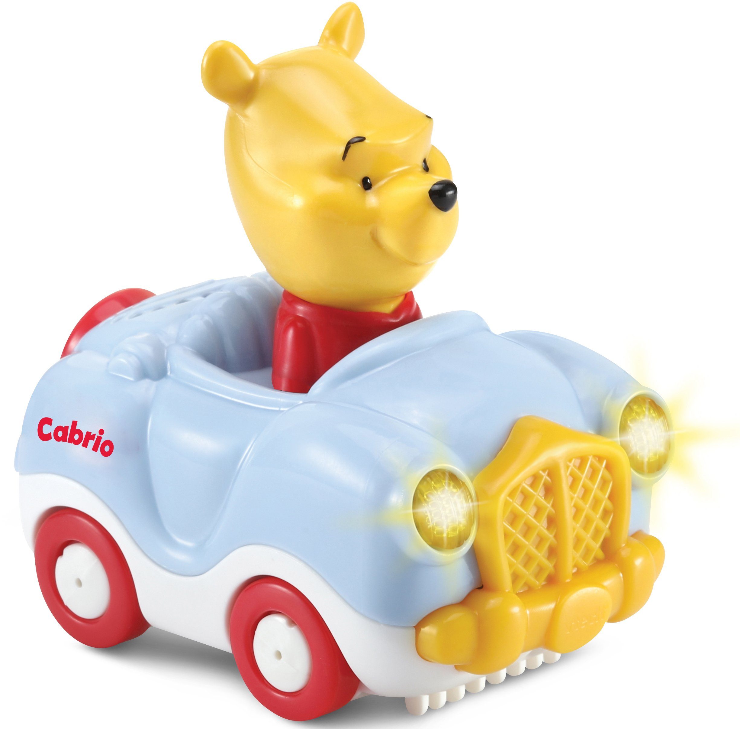 Vtech® Räder mit Flitzer, Spielzeug-Auto Baby Puuhs Tut Cabrio, Tut Licht Reagiert Bewegung und der Winnie auf Sound,