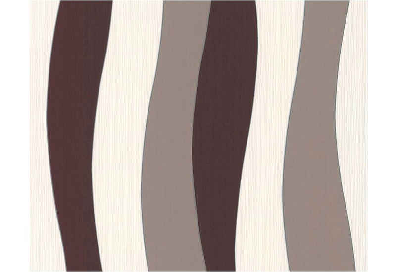 Daniel Hechter Vliestapete Streifentapete, Streifen, gestreift, Streifen Tapete Modern Welle Grau Weß Strukturiert
