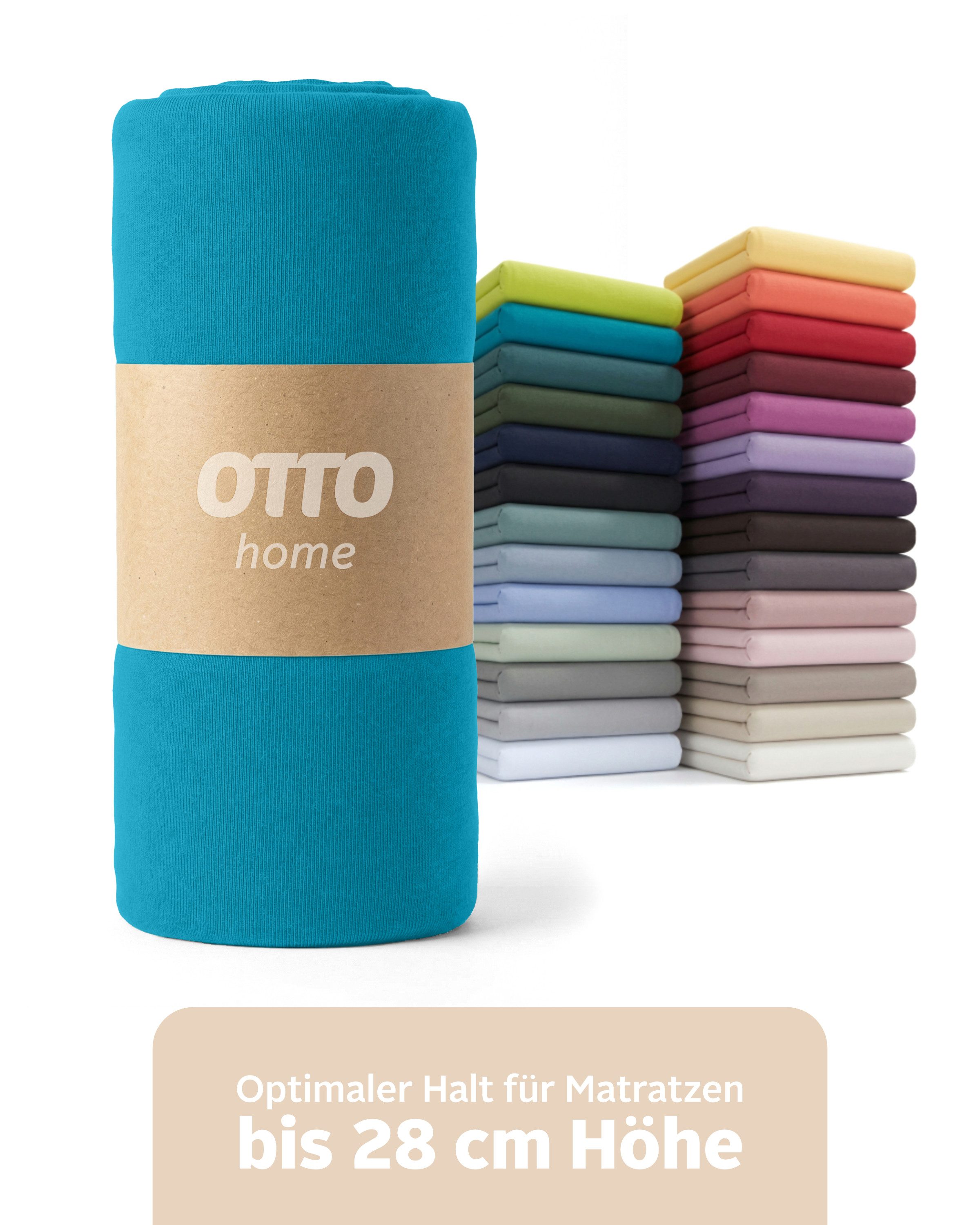 OTTO home Spannbettlaken BLACKBERRY in PREMIUM und BASIC Qualität, 100% Baumwolle, Jersey (110 g/m), Gummizug: rundum, (2 Stück), für hohe Matratzen bis 28 cm, Bettlaken, Spannbetttuch, Boxspring