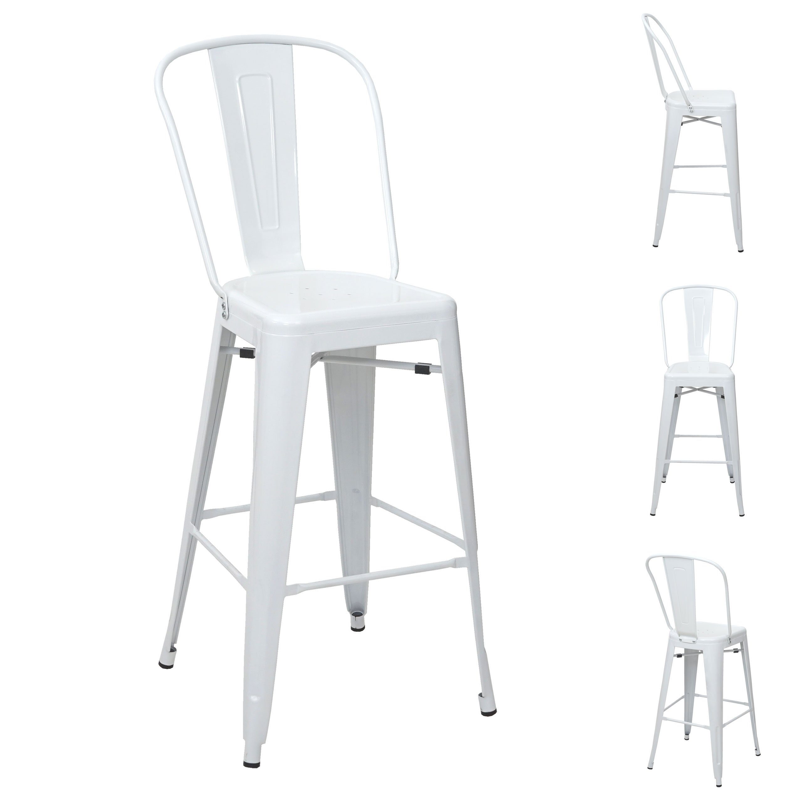 MCW Barhocker MCW-A73-L-4 (Set, 4er), 4er-Set, Querstreben für Stabilität, Belastbarkeit pro Stuhl: 120 kg weiß