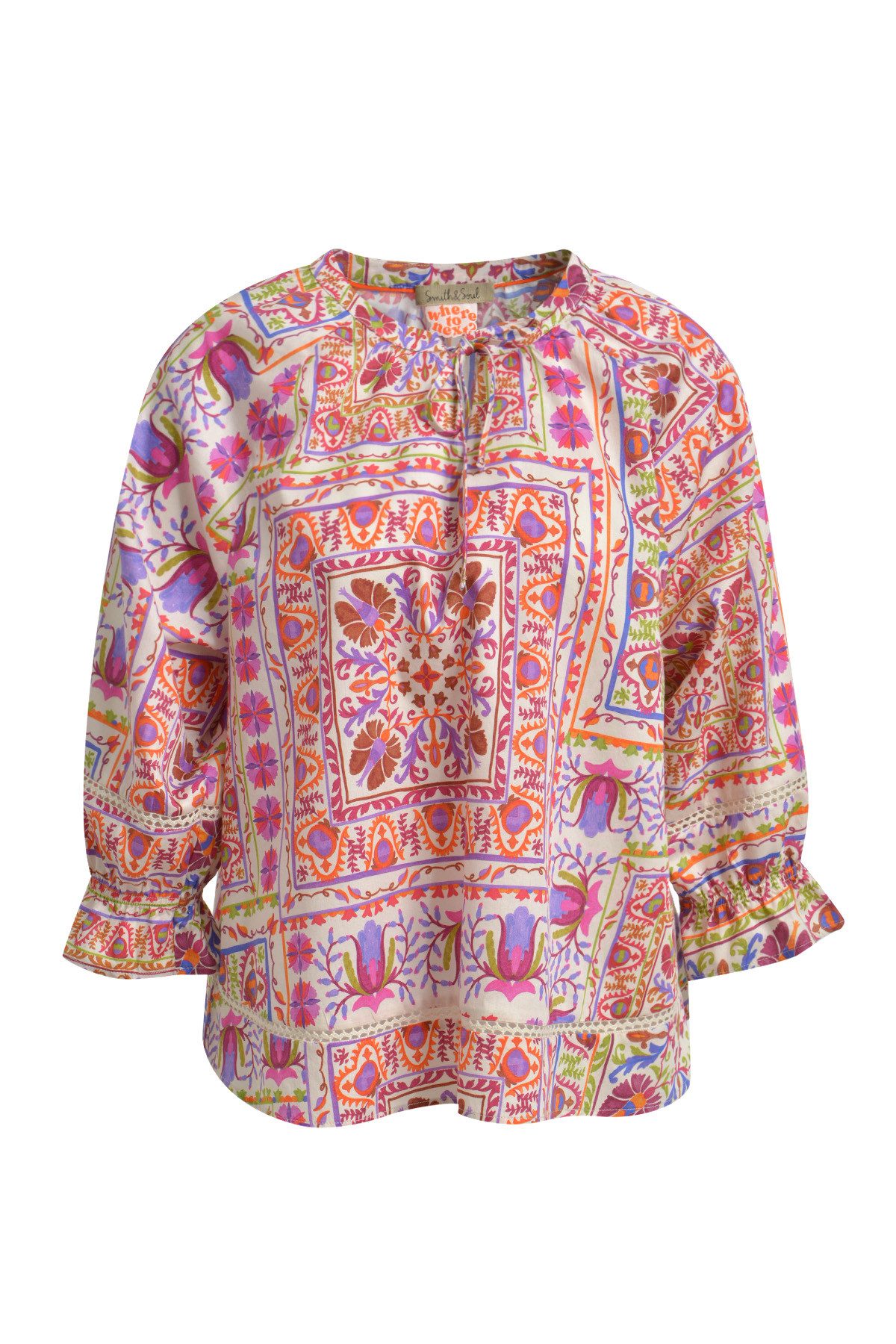 Smith & Soul Kurzarmbluse RAGLAN V-NECK BOHO BLOUSE