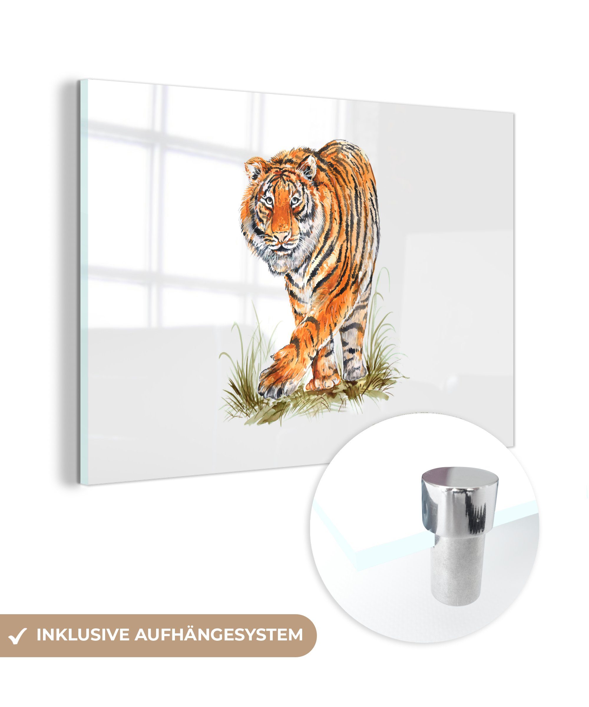 MuchoWow Acrylglasbild Tiger - Beine - Weiß, (1 St), Acrylglasbilder Wohnzimmer & Schlafzimmer